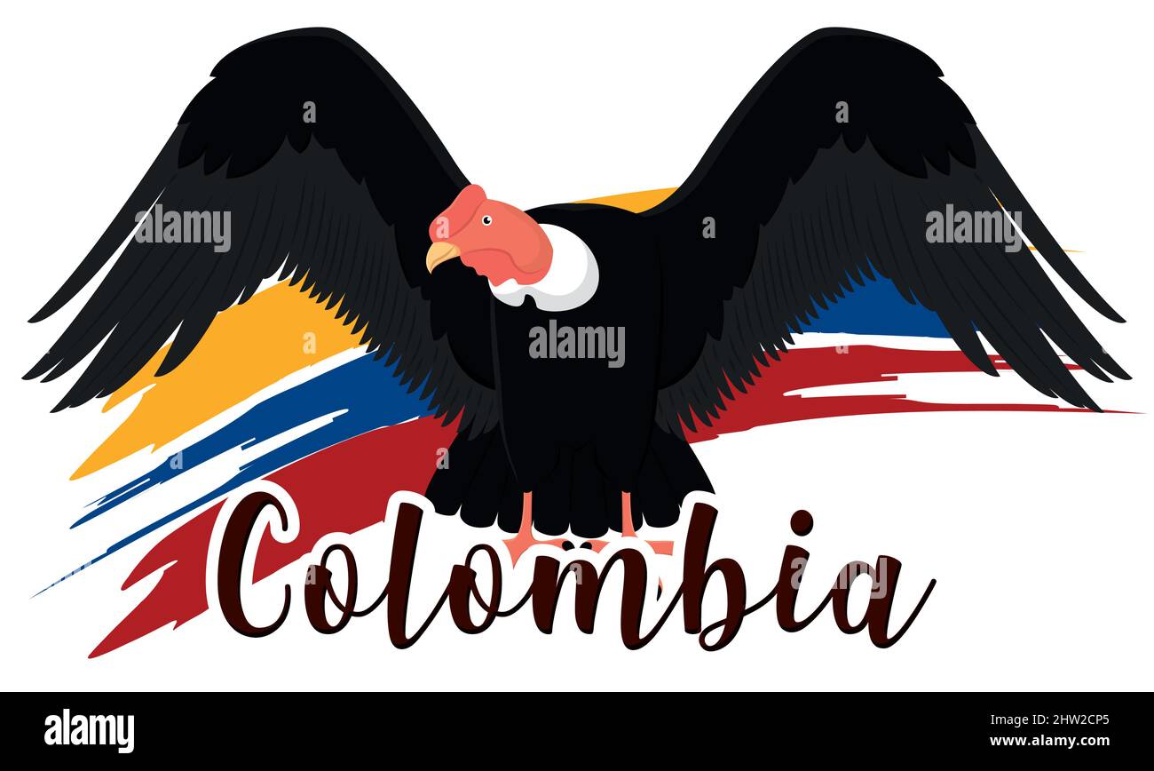 Isoliertes kolumbianisches Kondor Tier Kolumbien Vektor-Illustration Stock Vektor