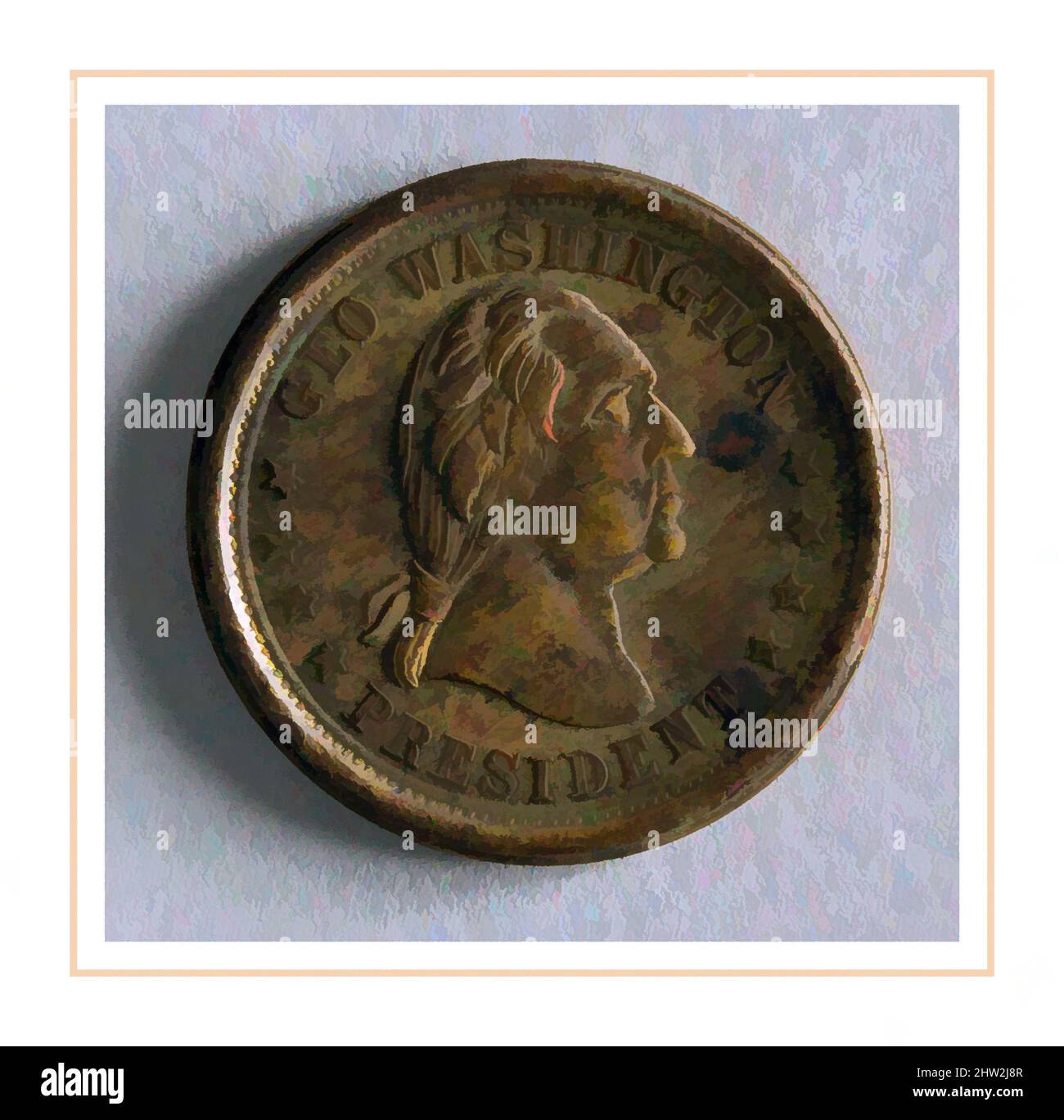 Kunst inspiriert von Medal, 1864, gilt Brass, Durchm. 15/16 Zoll (2,4 cm), Metal, Classic Works modernisiert von Artotop mit einem Schuss Modernität. Formen, Farbe und Wert, auffällige visuelle Wirkung auf Kunst. Emotionen durch Freiheit von Kunstwerken auf zeitgemäße Weise. Eine zeitlose Botschaft, die eine wild kreative neue Richtung verfolgt. Künstler, die sich dem digitalen Medium zuwenden und die Artotop NFT erschaffen Stockfoto