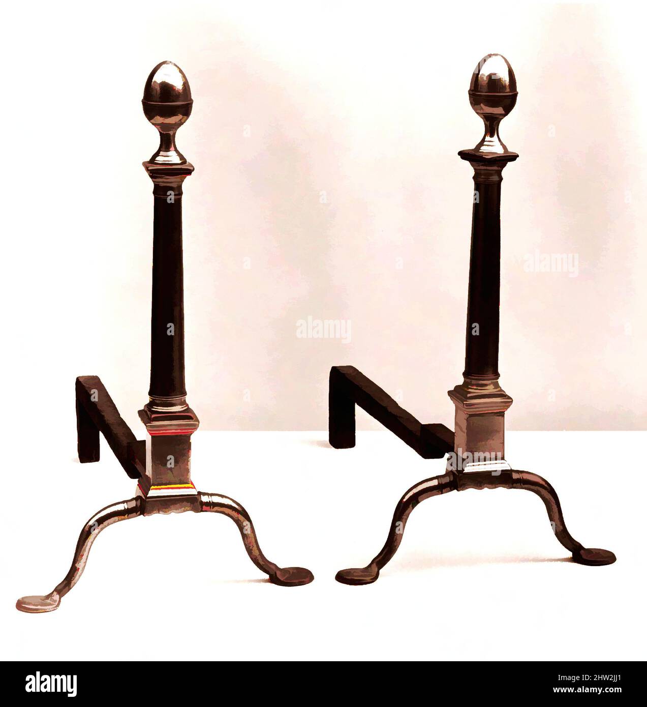 Kunst inspiriert von Andiron, 1770–1800, Messing, 20 3/4 x 19 1/2 x 11 3/4 Zoll (52,7 x 49,5 x 29,8 cm), Metall, Klassische Werke von Artotop mit einem Schuss Modernität modernisiert. Formen, Farbe und Wert, auffällige visuelle Wirkung auf Kunst. Emotionen durch Freiheit von Kunstwerken auf zeitgemäße Weise. Eine zeitlose Botschaft, die eine wild kreative neue Richtung verfolgt. Künstler, die sich dem digitalen Medium zuwenden und die Artotop NFT erschaffen Stockfoto