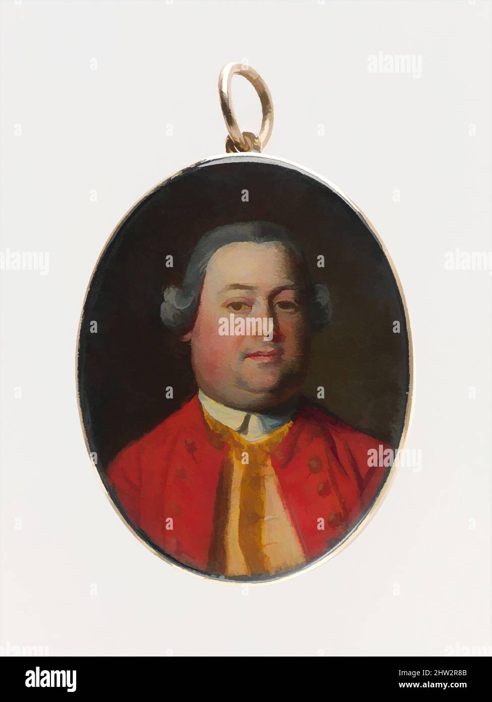 Kunst inspiriert von Moses Gill, ca. 1759, hergestellt in den Vereinigten Staaten, Öl und Blattgold auf Kupfer, 1 5/8 × 1 1/8 Zoll (4,1 × 2,9 cm), Gemälde, John Singleton Copley (Amerikaner, Boston, Massachusetts 1738–1815 London), der wohlhabende Bostoner Eisenwarenhändler Moses Gill (1733–1800) beauftragten Classic Works, die von Artotop mit einem Schuss Moderne modernisiert wurden. Formen, Farbe und Wert, auffällige visuelle Wirkung auf Kunst. Emotionen durch Freiheit von Kunstwerken auf zeitgemäße Weise. Eine zeitlose Botschaft, die eine wild kreative neue Richtung verfolgt. Künstler, die sich dem digitalen Medium zuwenden und die Artotop NFT erschaffen Stockfoto