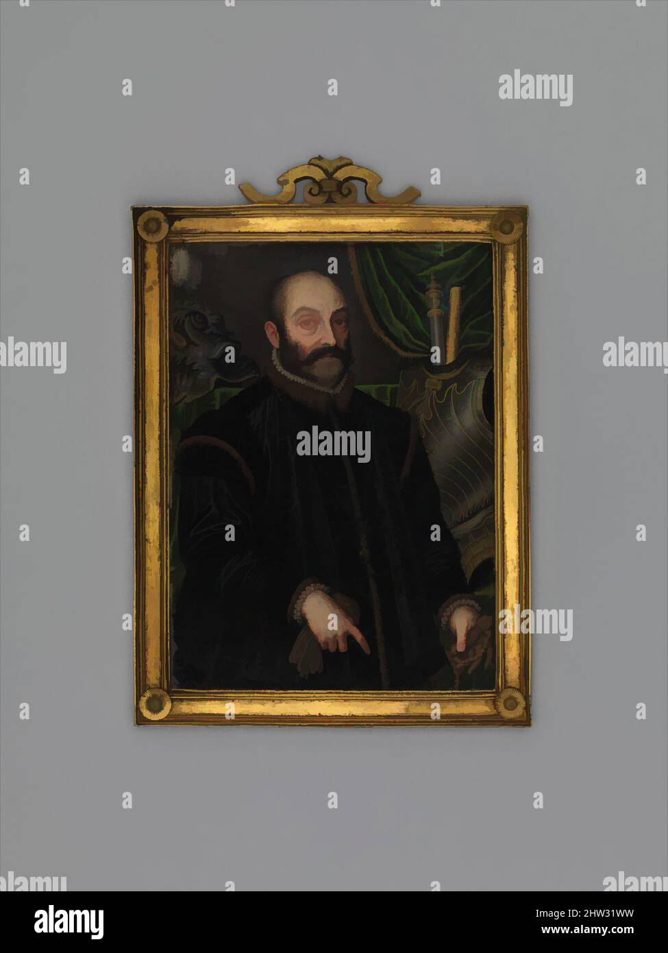 Kunst inspiriert von Guidobaldo II della Rovere, Herzog von Urbino (1514–1574), trägt eine Rüstung von Filippo Negroli, ca. 1580–85, Italienisch, Öl auf Kupfer, 5 1/2 x 4 Zoll (14 x 10,2 cm); Rahmen: 7 1/8 x 4 7/8 Zoll (18,1 x 12,5 cm), Gemälde, Guidobaldo II della Rovere (1514–1574) war ein klassisches Werk, das von Artotop mit einem Schuss Moderne modernisiert wurde. Formen, Farbe und Wert, auffällige visuelle Wirkung auf Kunst. Emotionen durch Freiheit von Kunstwerken auf zeitgemäße Weise. Eine zeitlose Botschaft, die eine wild kreative neue Richtung verfolgt. Künstler, die sich dem digitalen Medium zuwenden und die Artotop NFT erschaffen Stockfoto