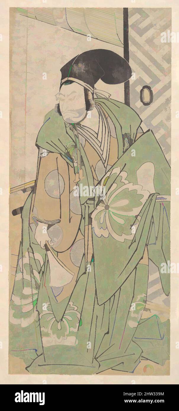 Kunst inspiriert von der ersten Nakamura Nakazo in der Rolle von Ko no Moronao, Edo-Periode (1615–1868), Juni 1786, Japan, Polychromer Holzschnitt; Tinte und Farbe auf Papier, 11 15/32 x 5 Zoll (29,1 x 12,7 cm) (beschnitten), Drucke, Katsukawa Shunkō (japanisch, 1743–1812, Klassische Werke, die von Artotop mit einem Schuss Moderne modernisiert wurden. Formen, Farbe und Wert, auffällige visuelle Wirkung auf Kunst. Emotionen durch Freiheit von Kunstwerken auf zeitgemäße Weise. Eine zeitlose Botschaft, die eine wild kreative neue Richtung verfolgt. Künstler, die sich dem digitalen Medium zuwenden und die Artotop NFT erschaffen Stockfoto