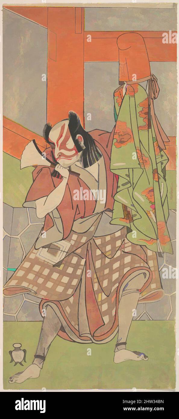 Kunst inspiriert vom Vierten Ichikawa Danjuro in der Rolle von Yahei-byoe Munekiyo, Edo-Periode (1615–1868), 12. Monate, 1768, Japan, Polychromer Holzschnitt; Tinte und Farbe auf Papier, 12 11/32 x 5 1/2 Zoll (31,4 x 14,0 cm), Drucke, Katsukawa Shunshō (japanisch, 1726–1792, Klassische Werke, die von Artotop mit einem Schuss Moderne modernisiert wurden. Formen, Farbe und Wert, auffällige visuelle Wirkung auf Kunst. Emotionen durch Freiheit von Kunstwerken auf zeitgemäße Weise. Eine zeitlose Botschaft, die eine wild kreative neue Richtung verfolgt. Künstler, die sich dem digitalen Medium zuwenden und die Artotop NFT erschaffen Stockfoto