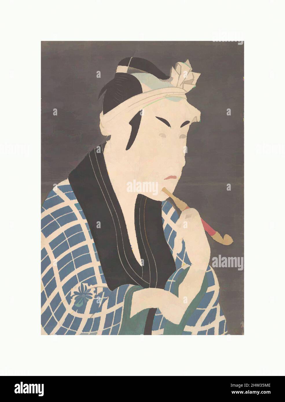 Kunst inspiriert von Matsumoto Koshiro IV. Als Fischspedler Gorobei, Edo-Periode (1615–1868), wahrscheinlich Ende 1880s oder Anfang 1890s, Japan, Polychromer Holzschnitt; Tinte und Farbe auf Papier mit Glimmergrund, 15 x 10 1/5 Zoll (38,1 x 25,9 cm), Drucke, After Tōshūsai Sharaku (japanische, aktive, klassische Werke, die von Artotop mit einem Schuss Moderne modernisiert wurden. Formen, Farbe und Wert, auffällige visuelle Wirkung auf Kunst. Emotionen durch Freiheit von Kunstwerken auf zeitgemäße Weise. Eine zeitlose Botschaft, die eine wild kreative neue Richtung verfolgt. Künstler, die sich dem digitalen Medium zuwenden und die Artotop NFT erschaffen Stockfoto