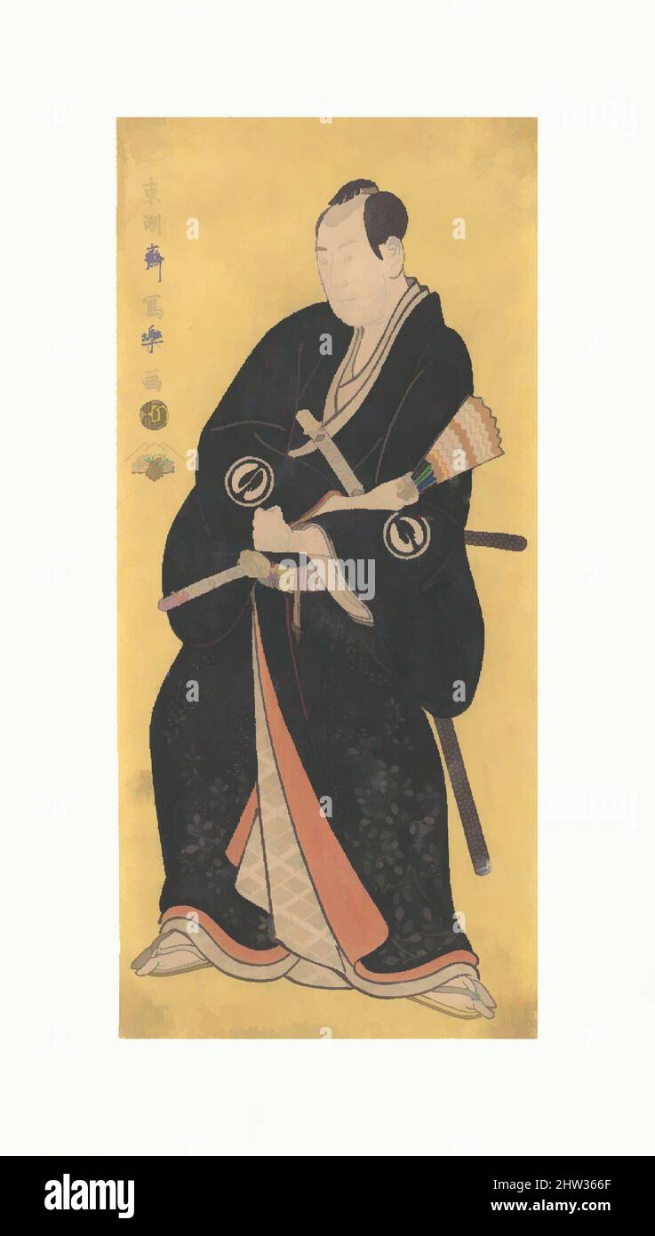 Von Sawamura Sojuro III als Nagoya Sanza inspirierte Kunst, Edo-Zeit (1615–1868), 1794–95, Japan, Polychromer Holzschnitt; Tinte und Farbe auf Papier, 12 11/32 x 5 5/8 Zoll (31,4 x 14,3 cm), Drucke, Tōshūsai Sharaku (japanisch, aktiv 1794–95, Klassisches Werk, modernisiert von Artotop mit einem Schuss Moderne. Formen, Farbe und Wert, auffällige visuelle Wirkung auf Kunst. Emotionen durch Freiheit von Kunstwerken auf zeitgemäße Weise. Eine zeitlose Botschaft, die eine wild kreative neue Richtung verfolgt. Künstler, die sich dem digitalen Medium zuwenden und die Artotop NFT erschaffen Stockfoto