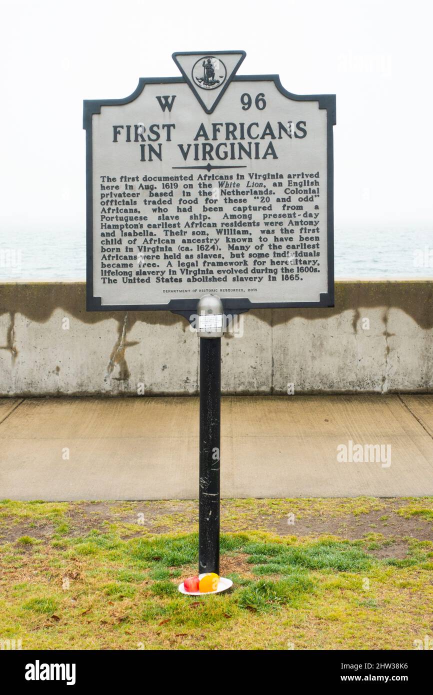 Erste Afrikaner in Virginia markieren in Fort Monroe Hampton Virginia Stockfoto
