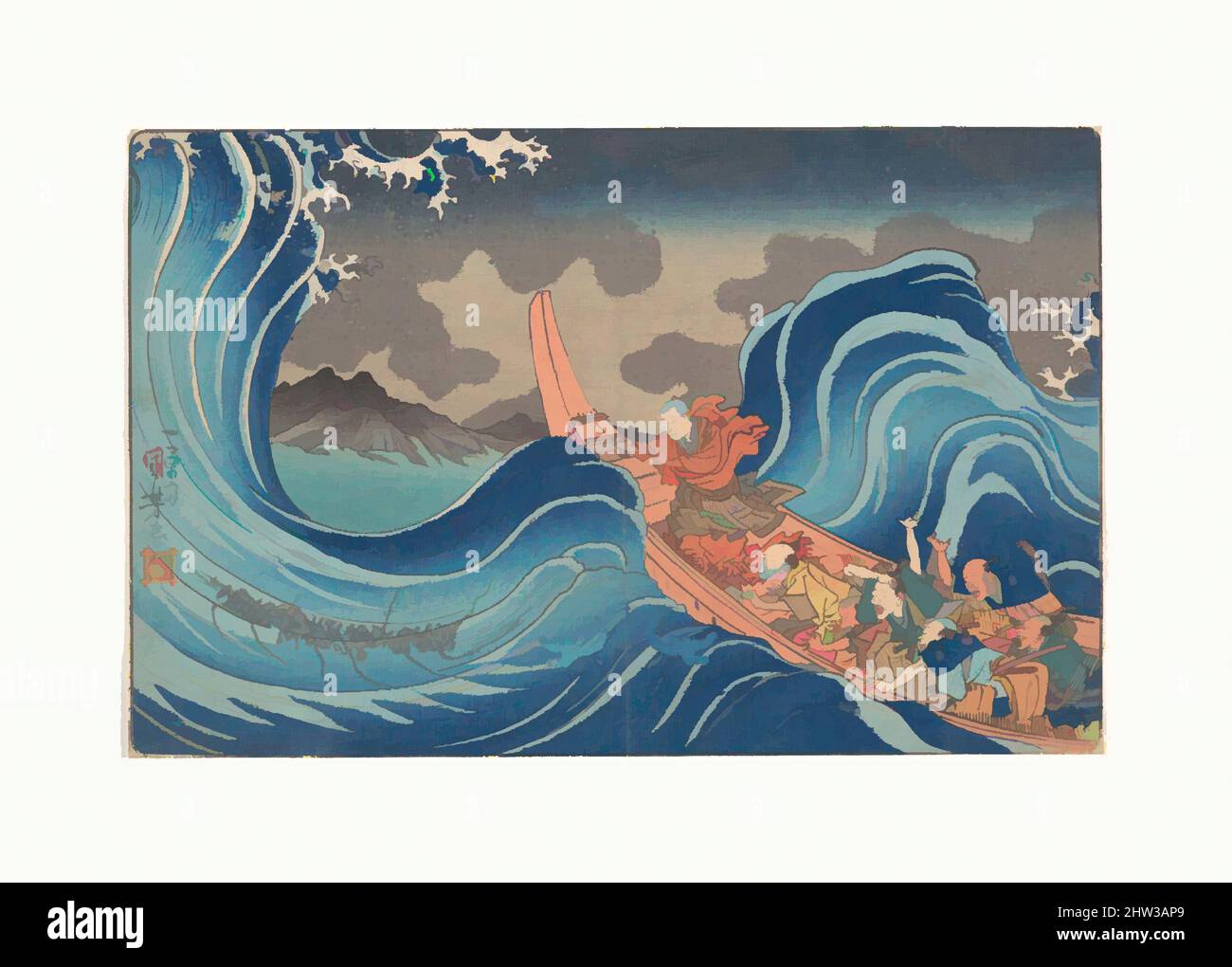 Kunst inspiriert vom Leben von Nichiren: Eine Vision des Gebets auf den Wellen, Edo-Zeit (1615–1868), ca. 1835, Japan, Polychromer Holzschnitt; Tinte und Farbe auf Papier, 8 7/8 x 13 3/4 Zoll (22,5 x 34,9 cm), Drucke, Utagawa Kuniyoshi (japanisch, 1797–1861), die Lebensgeschichte von Nichiren (1222–, Klassische Werke, die von Artotop mit einem Schuss Moderne modernisiert wurden. Formen, Farbe und Wert, auffällige visuelle Wirkung auf Kunst. Emotionen durch Freiheit von Kunstwerken auf zeitgemäße Weise. Eine zeitlose Botschaft, die eine wild kreative neue Richtung verfolgt. Künstler, die sich dem digitalen Medium zuwenden und die Artotop NFT erschaffen Stockfoto Kunst inspiriert vom Leben von Nichiren: Eine Vision des Gebets auf den Wellen, Edo-Zeit (1615–1868), ca. 1835, Japan, Polychromer Holzschnitt; Tinte und Farbe auf Papier, 8 7/8 x 13 3/4 Zoll (22,5 x 34,9 cm), Drucke, Utagawa Kuniyoshi (japanisch, 1797–1861), die Lebensgeschichte von Nichiren (1222–, Klassische Werke, die von Artotop mit einem Schuss Moderne modernisiert wurden. Formen, Farbe und Wert, auffällige visuelle Wirkung auf Kunst. Emotionen durch Freiheit von Kunstwerken auf zeitgemäße Weise. Eine zeitlose Botschaft, die eine wild kreative neue Richtung verfolgt. Künstler, die sich dem digitalen Medium zuwenden und die Artotop NFT erschaffen Stockfoto