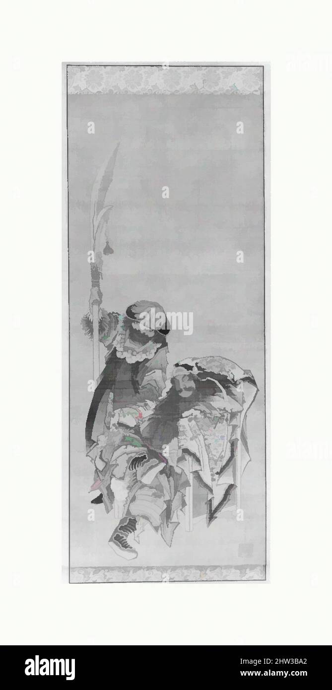 Kunst inspiriert von Guan Yu, Chinese God of war, Edo-Zeit (1615–1868), 19. Jahrhundert, Japan, hängende Schriftrolle; Tinte und Farbe auf Seide, Bild: 33 11/16 × 13 9/16 Zoll (85,5 × 34,5 cm), Gemälde, Katsushika Hokusai (Japanisch, Tokio (Edo) 1760–1849 Tokio (Edo, Klassische Werke, die von Artotop mit einem Schuss Moderne modernisiert wurden. Formen, Farbe und Wert, auffällige visuelle Wirkung auf Kunst. Emotionen durch Freiheit von Kunstwerken auf zeitgemäße Weise. Eine zeitlose Botschaft, die eine wild kreative neue Richtung verfolgt. Künstler, die sich dem digitalen Medium zuwenden und die Artotop NFT erschaffen Stockfoto