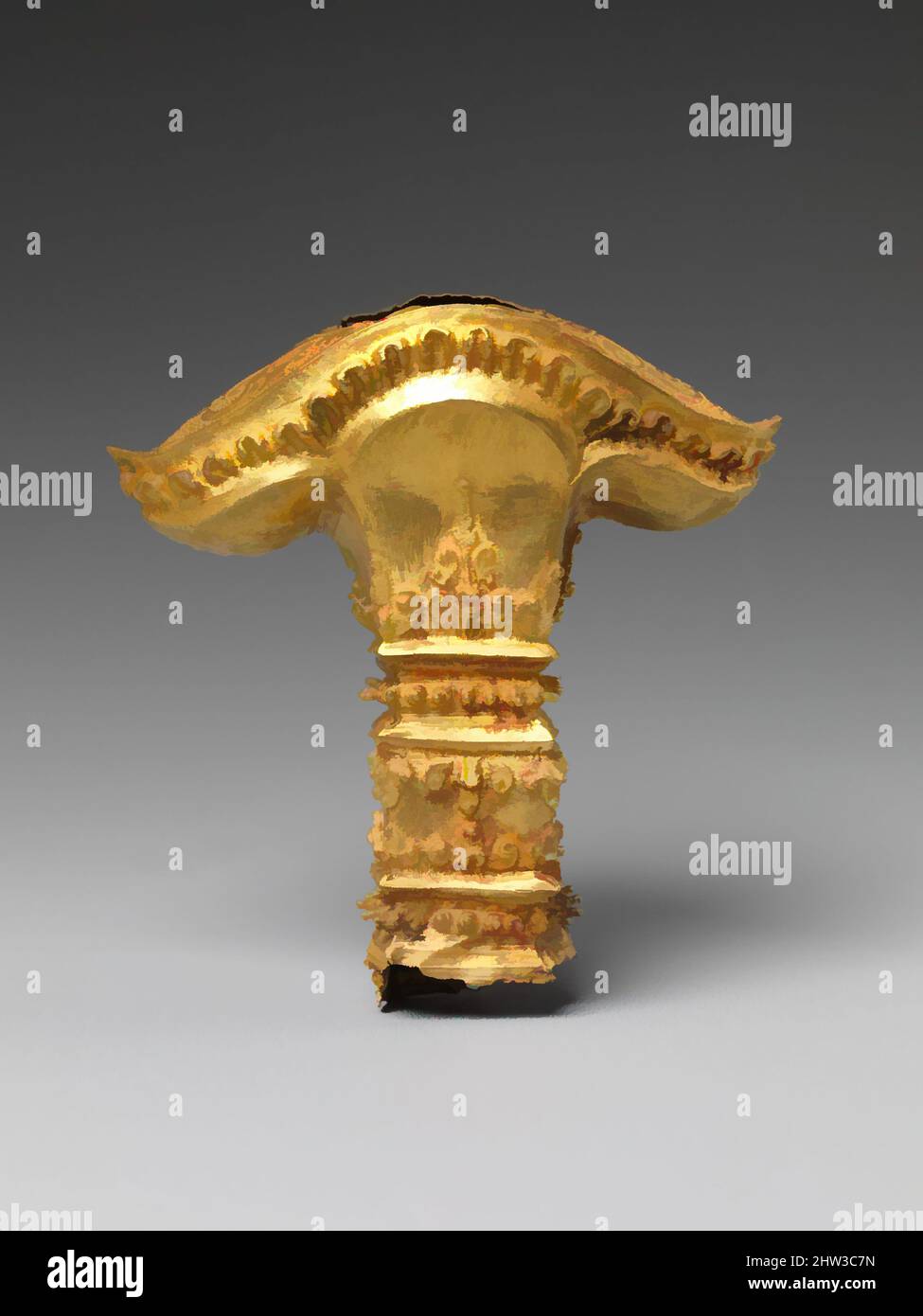 Kunst inspiriert von Waffengriff, Ostjavanesische Periode, letztes Viertel des 10..–letztes Viertel des 15.. Jahrhunderts, Indonesien (Java), Gold, 2 5/8 × 2 3/8 × 1 1/8 in. (6,7 × 6 × 2,9 cm), Metallarbeiten, Klassisches Werk von Artotop mit einem Schuss Moderne modernisiert. Formen, Farbe und Wert, auffällige visuelle Wirkung auf Kunst. Emotionen durch Freiheit von Kunstwerken auf zeitgemäße Weise. Eine zeitlose Botschaft, die eine wild kreative neue Richtung verfolgt. Künstler, die sich dem digitalen Medium zuwenden und die Artotop NFT erschaffen Stockfoto