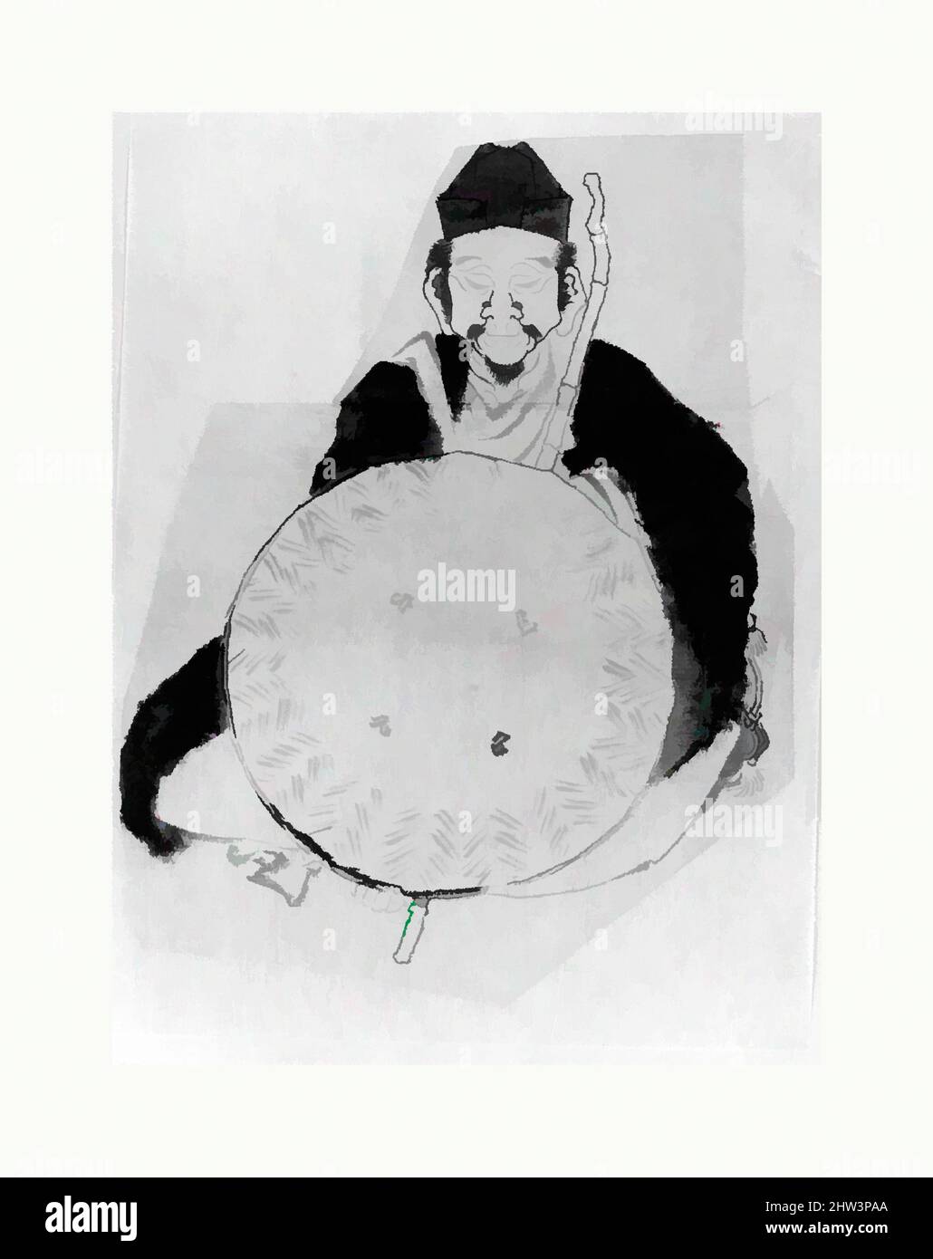Kunst inspiriert vom Porträt des Dichters Matsuo Bashō (?), Edo-Zeit (1615–1868), 18.–19. Jahrhundert, Japan, Tinte auf Papier, 9 7/8 x 7 7/16 Zoll (25,1 x 18,9 cm), Gemälde, zugeschrieben Katsushika Hokusai (Japanisch, Tokio (Edo) 1760–1849 Tokio (Edo, Klassische Werke, die von Artotop mit einem Schuss Moderne modernisiert wurden. Formen, Farbe und Wert, auffällige visuelle Wirkung auf Kunst. Emotionen durch Freiheit von Kunstwerken auf zeitgemäße Weise. Eine zeitlose Botschaft, die eine wild kreative neue Richtung verfolgt. Künstler, die sich dem digitalen Medium zuwenden und die Artotop NFT erschaffen Stockfoto