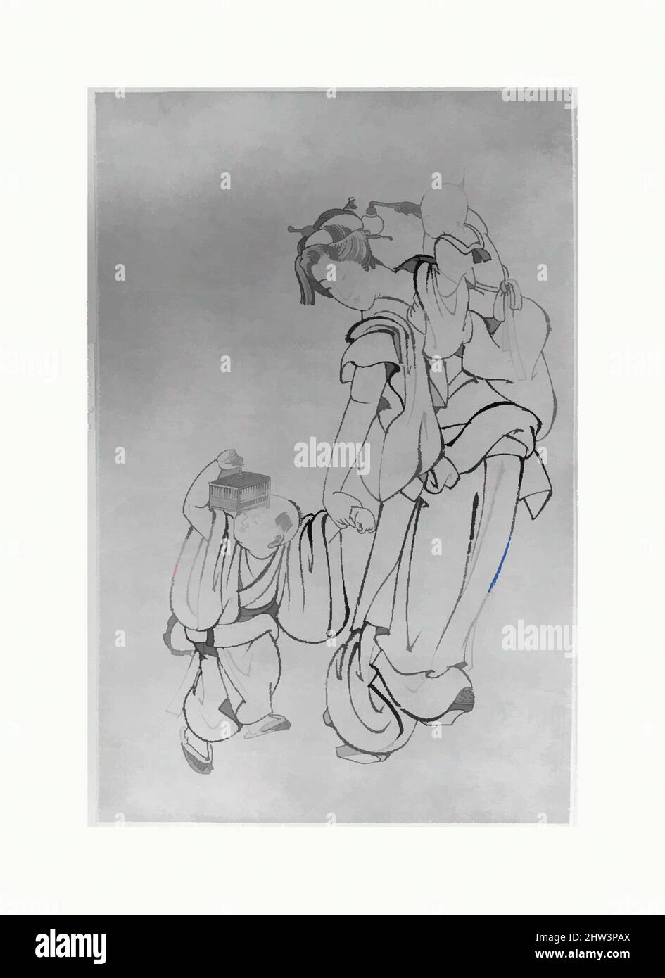 Kunst inspiriert von Mutter und Kindern in der Sommernacht, Edo-Zeit (1615–1868), 18.–19. Jahrhundert, Japan, Tinte auf Papier, 16 1/4 x 10 3/8 Zoll (41,3 x 26,4 cm), Gemälde, Schule von Katsushika Hokusai (Japanisch, Tokio (Edo) 1760–1849 Tokio (Edo, Klassische Werke, die von Artotop mit einem Schuss Moderne modernisiert wurden. Formen, Farbe und Wert, auffällige visuelle Wirkung auf Kunst. Emotionen durch Freiheit von Kunstwerken auf zeitgemäße Weise. Eine zeitlose Botschaft, die eine wild kreative neue Richtung verfolgt. Künstler, die sich dem digitalen Medium zuwenden und die Artotop NFT erschaffen Stockfoto