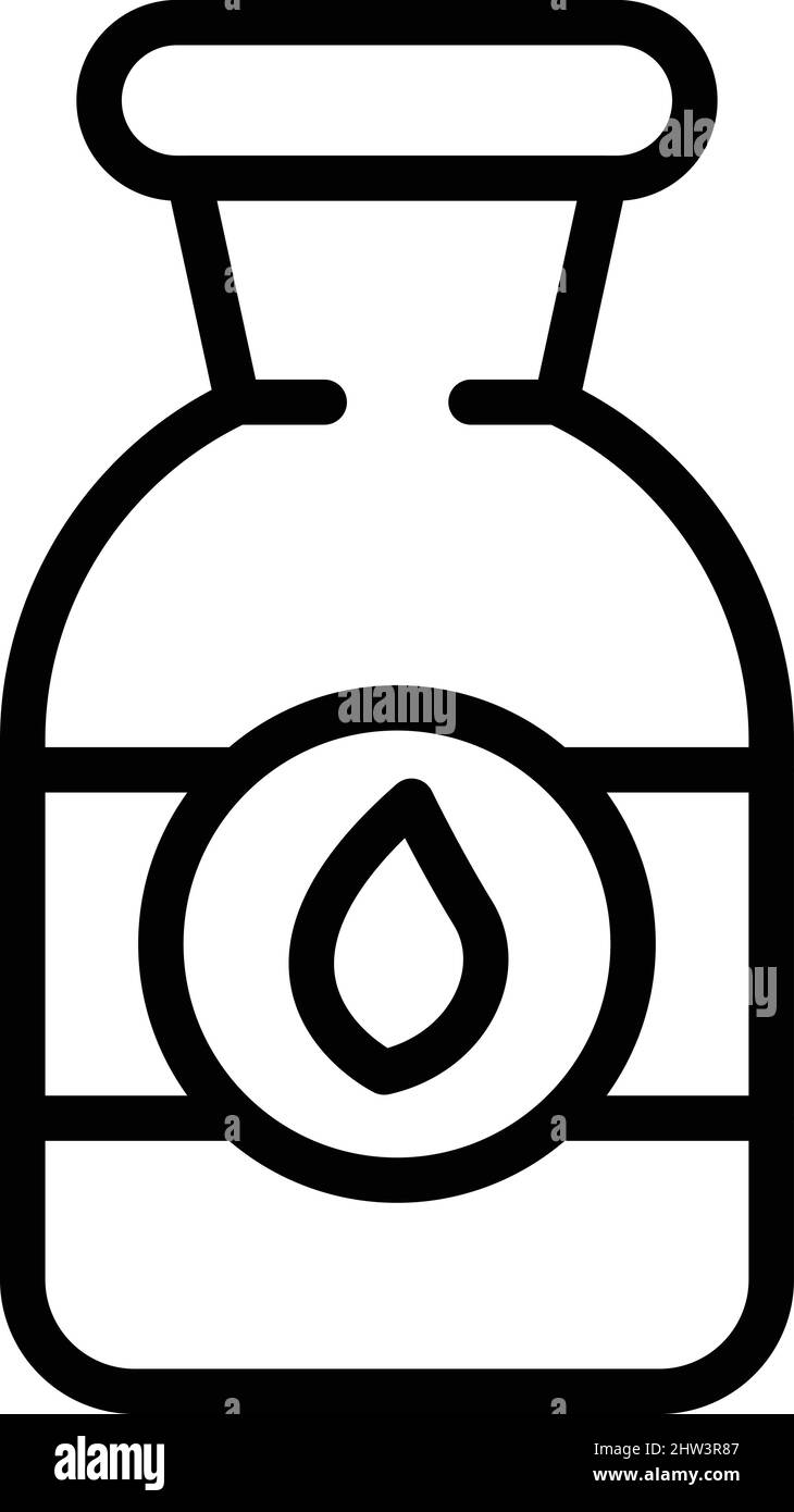 Vektor für die Umrissdarstellung des Symbols für pflanzliche Glasmilch. Mandelsoja. Veganes Getränk Stock Vektor