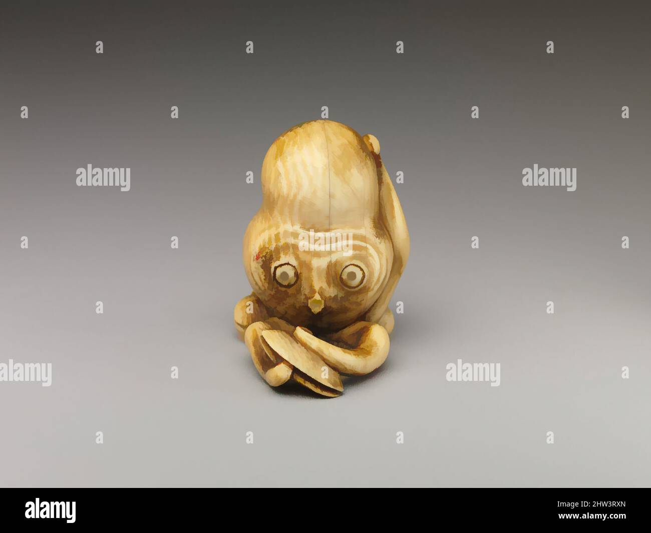 Art inspired by Netsuke of Octopus Holding Clam, late 19.–early 20. Century, Japan, Ivory, H. 1 1/4 in. (3,2 cm), Netsuke, Classic Works modernisiert von Artotop mit einem Schuss Moderne. Formen, Farbe und Wert, auffällige visuelle Wirkung auf Kunst. Emotionen durch Freiheit von Kunstwerken auf zeitgemäße Weise. Eine zeitlose Botschaft, die eine wild kreative neue Richtung verfolgt. Künstler, die sich dem digitalen Medium zuwenden und die Artotop NFT erschaffen Stockfoto