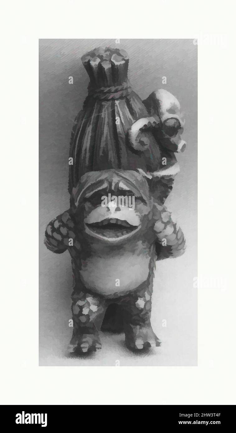 Kunst inspiriert von Netsuke of Monkey Carrying an Octopus Bound in Bamboo on His Back, 19. Century, Japan, Ivory, H. 2 in. (5,1 cm), Netsuke, Classic Works modernisiert von Artotop mit einem Schuss Moderne. Formen, Farbe und Wert, auffällige visuelle Wirkung auf Kunst. Emotionen durch Freiheit von Kunstwerken auf zeitgemäße Weise. Eine zeitlose Botschaft, die eine wild kreative neue Richtung verfolgt. Künstler, die sich dem digitalen Medium zuwenden und die Artotop NFT erschaffen Stockfoto