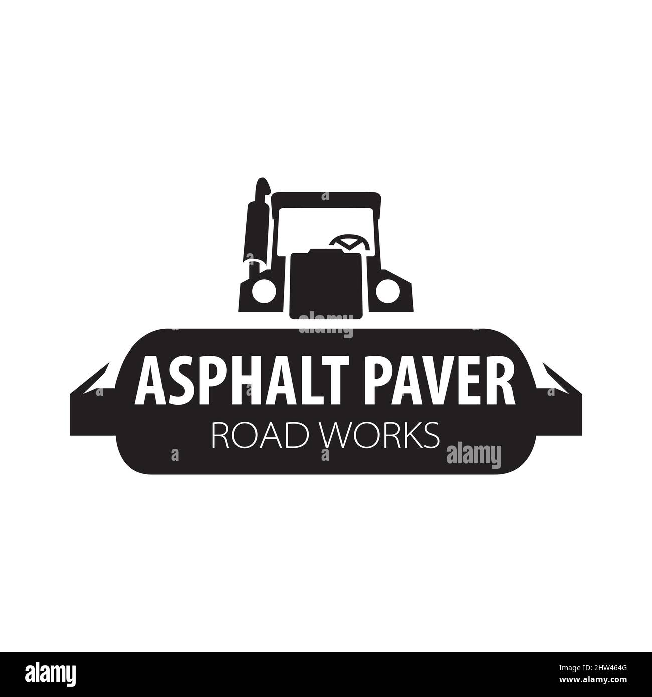 Vektor-Logo von Asphaltfertiger, Straßenarbeiten Stock Vektor