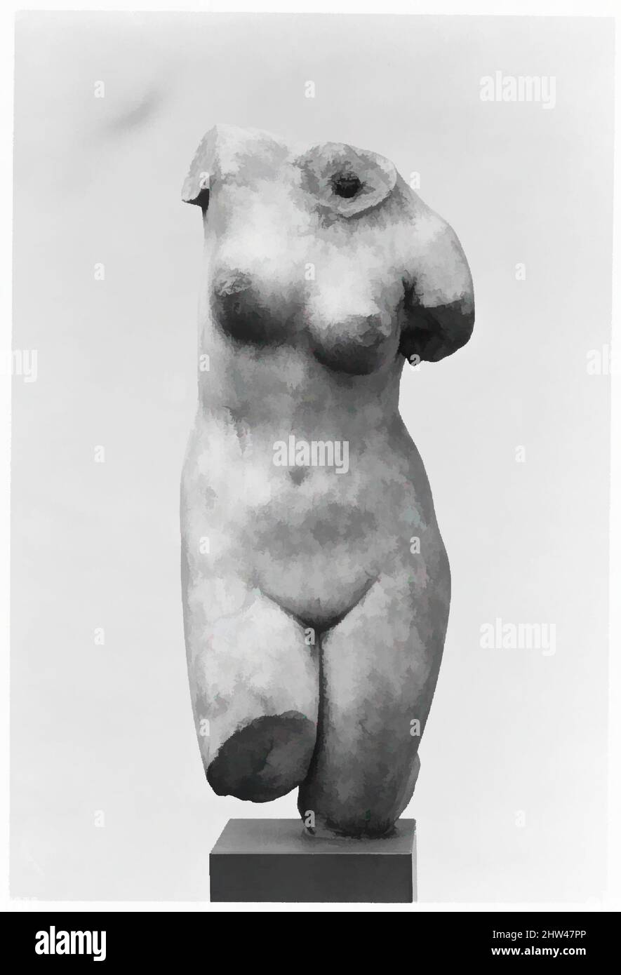 Kunst inspiriert von Marmorstatuette der Aphrodite Anadyomene (steigend), frühes Imperial, 1. Jahrhundert A.D., Roman, Marmor, Island, H. 16 3/4 Zoll (42,6 cm), Steinskulptur, römische Adaption eines griechischen Werks des 3..–2.. Jahrhunderts v. Chr., Klassische Werke, die von Artotop mit einem Schuss Moderne modernisiert wurden. Formen, Farbe und Wert, auffällige visuelle Wirkung auf Kunst. Emotionen durch Freiheit von Kunstwerken auf zeitgemäße Weise. Eine zeitlose Botschaft, die eine wild kreative neue Richtung verfolgt. Künstler, die sich dem digitalen Medium zuwenden und die Artotop NFT erschaffen Stockfoto