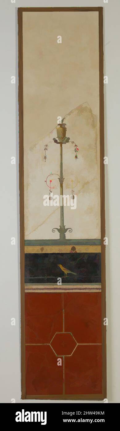 Kunst inspiriert von Wandmalerei auf weißem Grund: Kerzenleuchter, aus der kaiserlichen Villa in Boscotrecase, frühes Imperium, letztes Jahrzehnt des 1.. Jahrhunderts v. Chr., Roman, Pompeji, Fresko, insgesamt: 66 x 15 1/4in. (167,6 x 38,7cm), Verschiedenes-Gemälde, Wandmalerei auf weißem Grund, mit Rot, Klassisches Werk, modernisiert von Artotop mit einem Schuss Moderne. Formen, Farbe und Wert, auffällige visuelle Wirkung auf Kunst. Emotionen durch Freiheit von Kunstwerken auf zeitgemäße Weise. Eine zeitlose Botschaft, die eine wild kreative neue Richtung verfolgt. Künstler, die sich dem digitalen Medium zuwenden und die Artotop NFT erschaffen Stockfoto