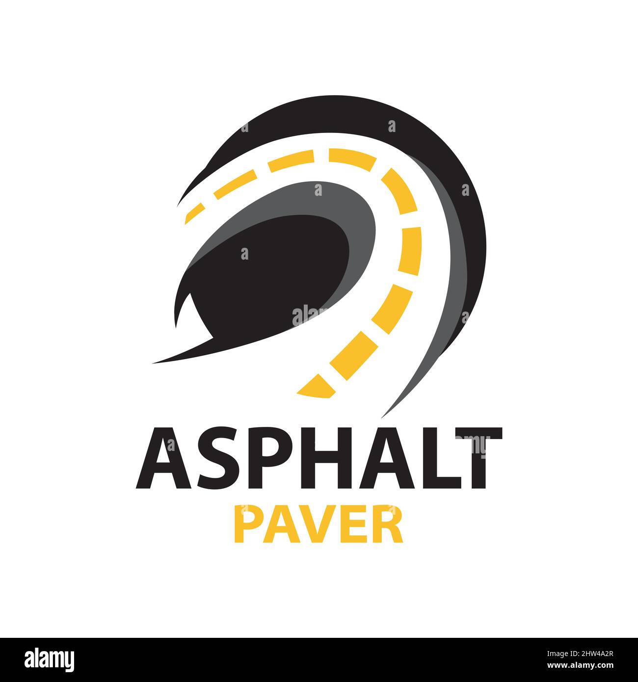 Vektor-Logo von Asphaltfertiger, Straßenarbeiten Stock Vektor
