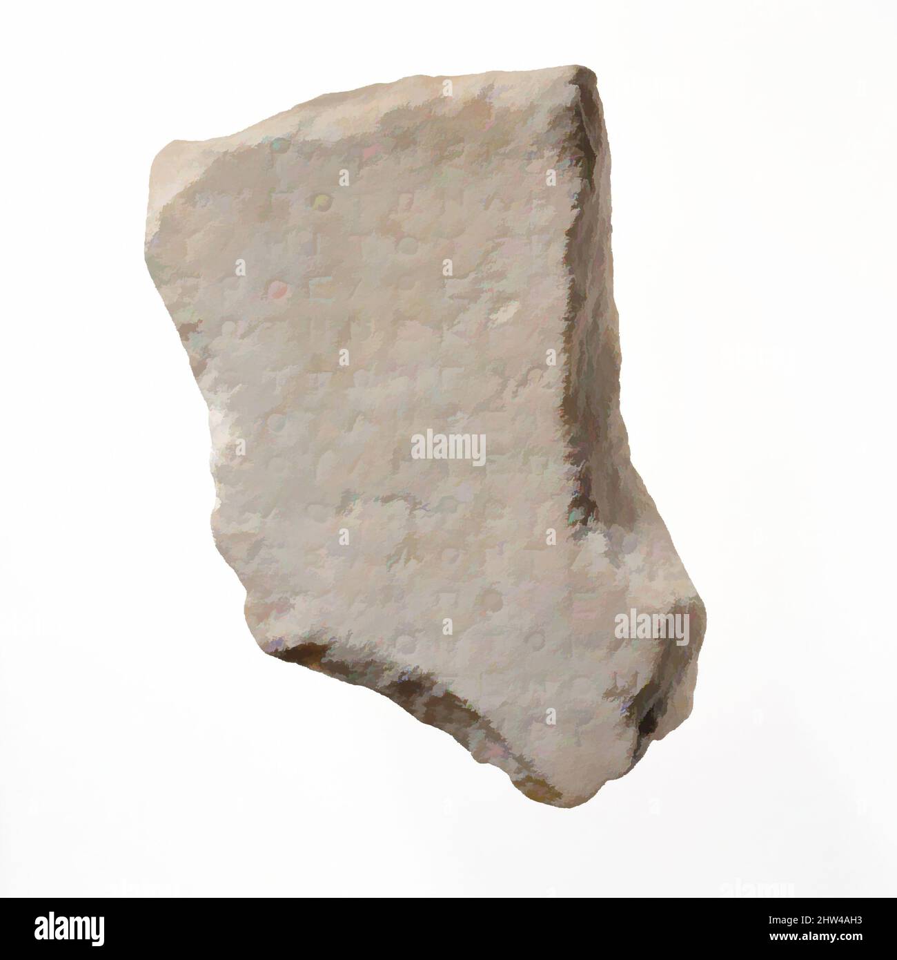 Kunst inspiriert durch fragmentarische Marmorinschrift, spätklassizistisch oder frühhellenistisch, 2. Hälfte des 4.. Jahrhunderts v. Chr., Griechisch, Dachboden, Marmor, H. ,6 1/8', W. ,4 1/4', D. ,1 1/4', Steinskulptur, die Inschrift ist Teil eines athenischen Dekrets, das öffentlich aufgestellt wurde, damit Leute lesen können. Solche, Classic Works modernisiert von Artotop mit einem Spritzer der Moderne. Formen, Farbe und Wert, auffällige visuelle Wirkung auf Kunst. Emotionen durch Freiheit von Kunstwerken auf zeitgemäße Weise. Eine zeitlose Botschaft, die eine wild kreative neue Richtung verfolgt. Künstler, die sich dem digitalen Medium zuwenden und die Artotop NFT erschaffen Stockfoto