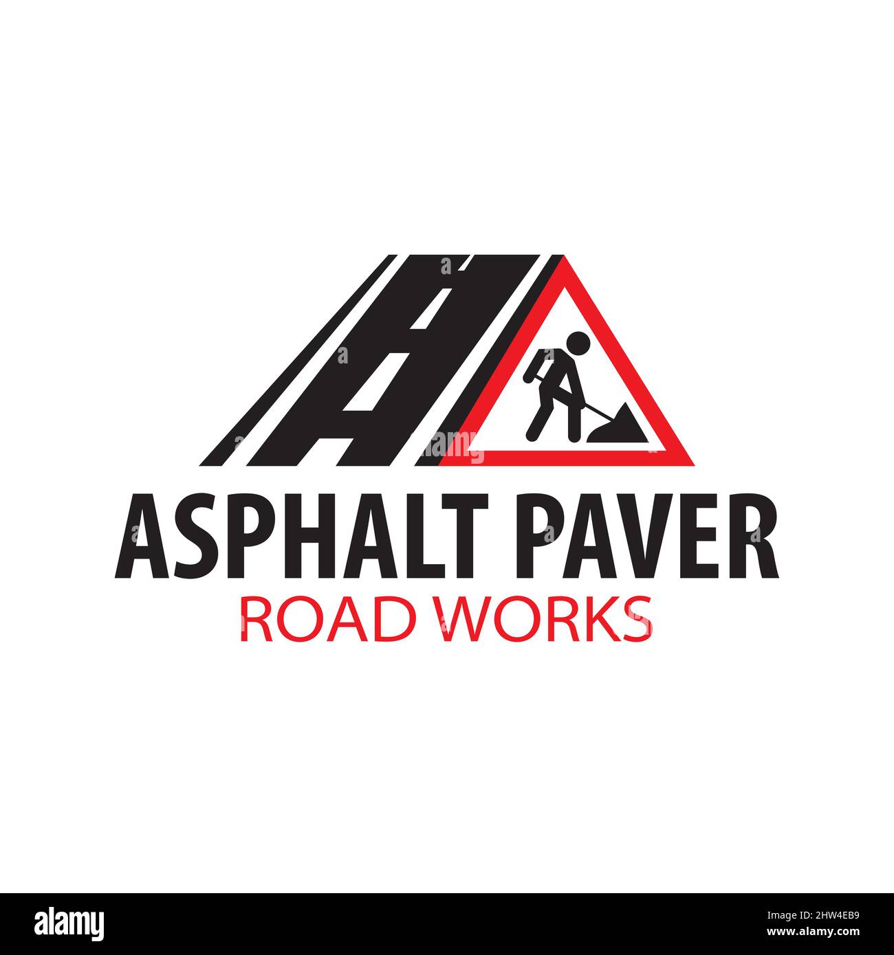 Vektor-Logo von Asphaltfertiger, Straßenarbeiten Stock Vektor