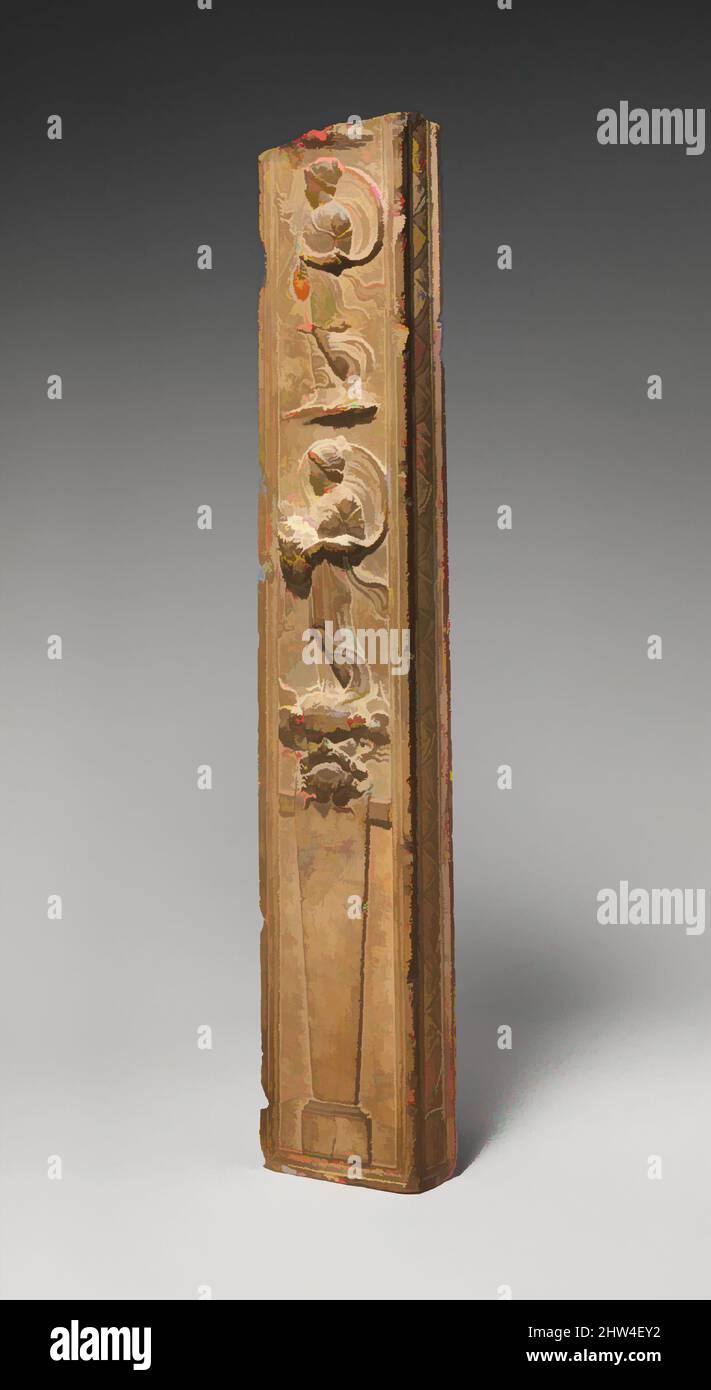 Kunst inspiriert von Marmorsäule mit neoattischen Reliefs, Imperial, Augustan, Ende des 1.. Jahrhunderts v. Chr.–Anfang des 1.. Jahrhunderts n. Chr., Roman, Marmor, H.: 39 5/8 in. (100,6 cm), Steinskulptur, ein schönes Beispiel klassizistischer Kunst, trägt diese Marmorsäule auf allen vier Seiten Reliefs in den von Artotop modernisierten neoattischen, klassischen Werken mit einem Schuss Moderne. Formen, Farbe und Wert, auffällige visuelle Wirkung auf Kunst. Emotionen durch Freiheit von Kunstwerken auf zeitgemäße Weise. Eine zeitlose Botschaft, die eine wild kreative neue Richtung verfolgt. Künstler, die sich dem digitalen Medium zuwenden und die Artotop NFT erschaffen Stockfoto