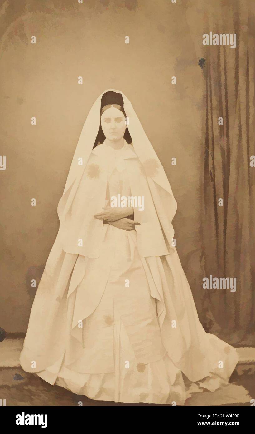 Art inspired by Nonne Blanche (en pied), 1860s, Albumen-Silberdruck aus Glasnegativ, Fotografien, Pierre-Louis Pierson (französisch, 1822–1913, Klassische Werke, die von Artotop mit einem Schuss Moderne modernisiert wurden. Formen, Farbe und Wert, auffällige visuelle Wirkung auf Kunst. Emotionen durch Freiheit von Kunstwerken auf zeitgemäße Weise. Eine zeitlose Botschaft, die eine wild kreative neue Richtung verfolgt. Künstler, die sich dem digitalen Medium zuwenden und die Artotop NFT erschaffen Stockfoto