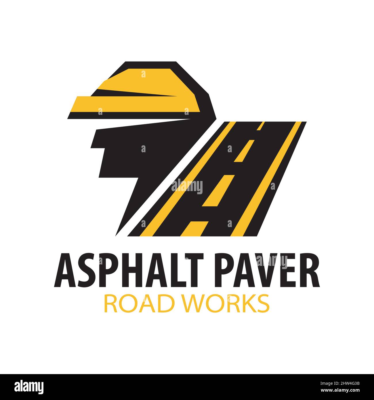 Vektor-Logo von Asphaltfertiger, Straßenarbeiten Stock Vektor