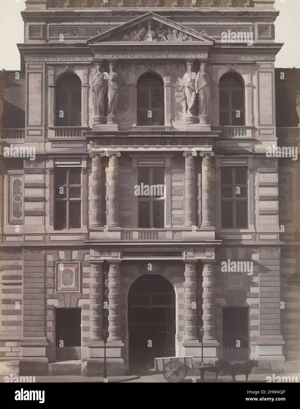 Kunst inspiriert von der Kaiserlichen Bibliothek des Louvre, 1856–57, gesalzener Papierdruck aus Glasnegativ, 43,9 x 34,2 cm. (17 1/4 x 13 7/16 Zoll), Fotografien, Édouard Baldus (Französisch, geborenes Preußen, 1813–1889), Das großartigste der Projekte Napoleons III. War der Neue Louvre - der Bau von Flügeln, Klassischen Werken, die von Artotop mit einem Schuss Modernität modernisiert wurden. Formen, Farbe und Wert, auffällige visuelle Wirkung auf Kunst. Emotionen durch Freiheit von Kunstwerken auf zeitgemäße Weise. Eine zeitlose Botschaft, die eine wild kreative neue Richtung verfolgt. Künstler, die sich dem digitalen Medium zuwenden und die Artotop NFT erschaffen Stockfoto