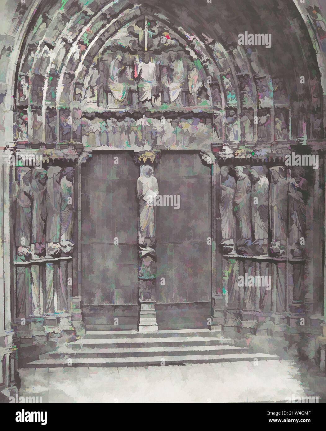 Kunst inspiriert von der Kathedrale von Chartres, zentrales Portal des Südtransepts; das jüngste Gericht, 1855, gedruckt 1857, Fotogravur, 60,0 x 48,5 cm. (23 5/8 x 19 1/16 Zoll), Charles Nègre (Französisch, 1820–1880, Klassische Werke, die von Artotop mit einem Schuss Moderne modernisiert wurden. Formen, Farbe und Wert, auffällige visuelle Wirkung auf Kunst. Emotionen durch Freiheit von Kunstwerken auf zeitgemäße Weise. Eine zeitlose Botschaft, die eine wild kreative neue Richtung verfolgt. Künstler, die sich dem digitalen Medium zuwenden und die Artotop NFT erschaffen Stockfoto