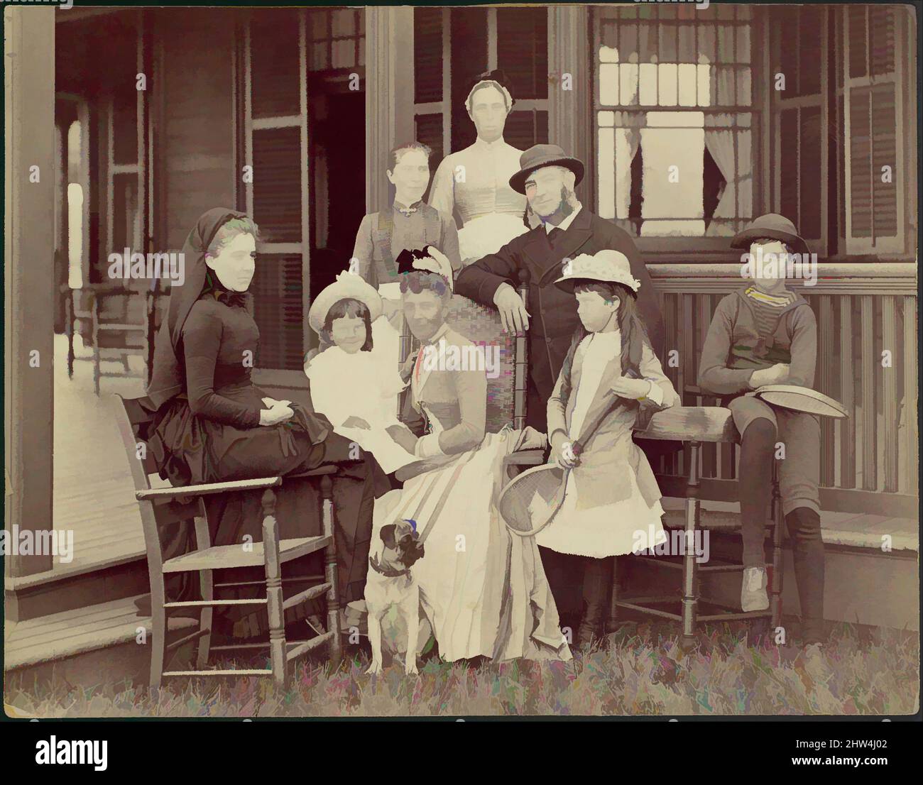 Kunst inspiriert von Elberon, New Jersey, Mrs. Watson B. Thompson, John Sloan Jr., Mrs. John Sloane, Mr. John Sloane, Evelyn Sloane, William Sloane, Mina Barber, Mary Butter, 1884, Albumen Silberdruck, Photographs, Unknown (American, Classic Works modernisiert von Artotop mit einem Schuss Moderne. Formen, Farbe und Wert, auffällige visuelle Wirkung auf Kunst. Emotionen durch Freiheit von Kunstwerken auf zeitgemäße Weise. Eine zeitlose Botschaft, die eine wild kreative neue Richtung verfolgt. Künstler, die sich dem digitalen Medium zuwenden und die Artotop NFT erschaffen Stockfoto