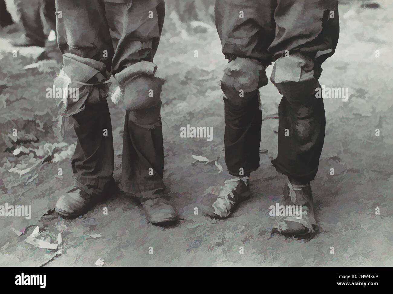 Kunst inspiriert von Cotton Pickers mit Knieschoner, Lehi, Arkansas, 1938, Silbergelatine-Druck, 16,5 x 24,2 cm (6 1/2 x 9 1/2 Zoll ), Photographs, Russell Lee (American, 1903–1986), This Depression-era Photographie by Russell Lee is from the Collection of Richard Wright, the African-American, Classic Works Modernity Modernised by Artotop with a Splash of Modernity. Formen, Farbe und Wert, auffällige visuelle Wirkung auf Kunst. Emotionen durch Freiheit von Kunstwerken auf zeitgemäße Weise. Eine zeitlose Botschaft, die eine wild kreative neue Richtung verfolgt. Künstler, die sich dem digitalen Medium zuwenden und die Artotop NFT erschaffen Stockfoto