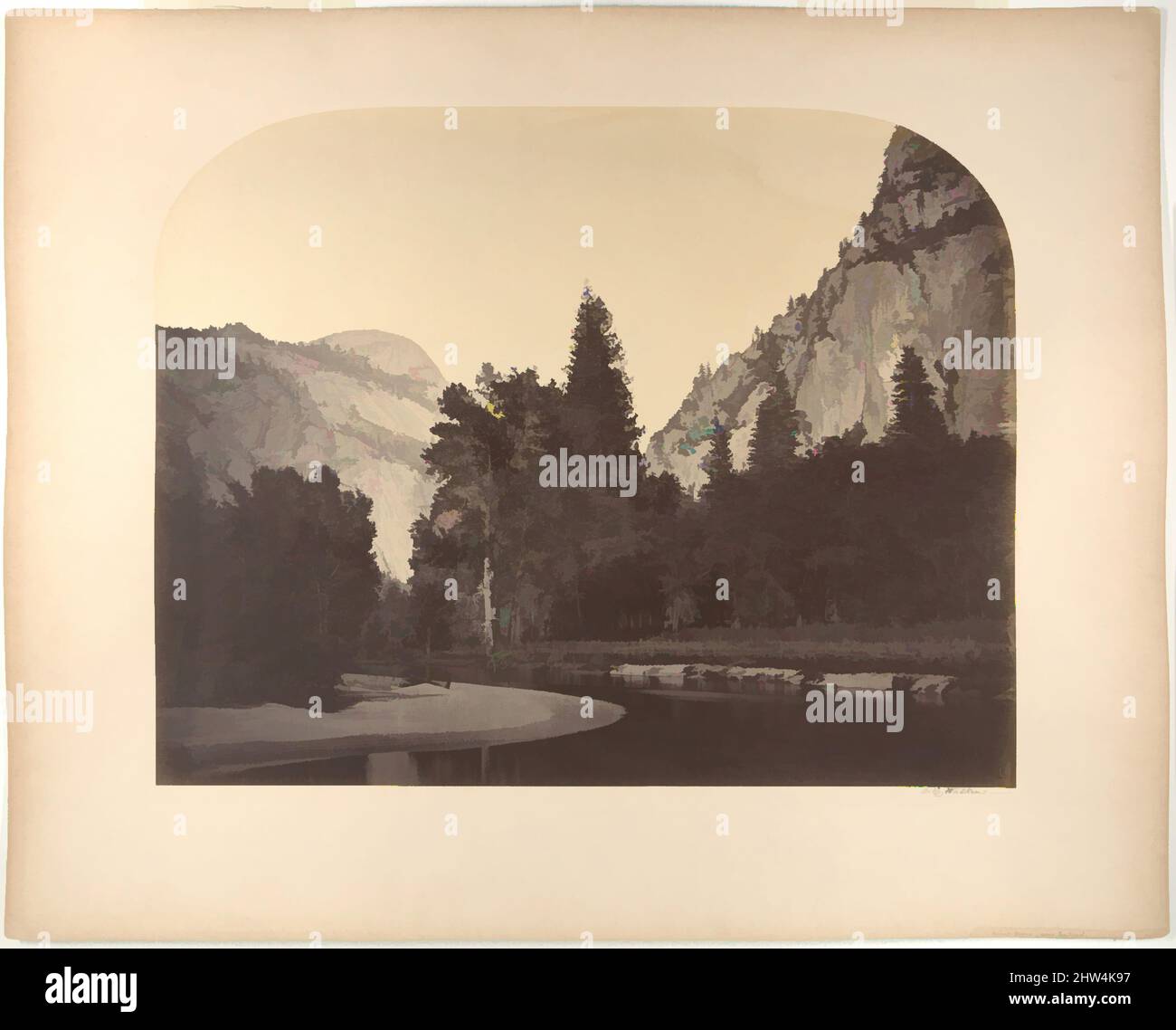 Kunst inspiriert von Camp Grove, nahe Sentinel, 1861, Yosemite, Albumen-Silberdruck aus Glasnegativ, Bild: 15 1/2 × 19 5/8 in. (39,3 × 49,9 cm), Fotografien, Carleton E. Watkins (Amerikaner, 1829–1916, Klassische Werke, die von Artotop mit einem Schuss Moderne modernisiert wurden. Formen, Farbe und Wert, auffällige visuelle Wirkung auf Kunst. Emotionen durch Freiheit von Kunstwerken auf zeitgemäße Weise. Eine zeitlose Botschaft, die eine wild kreative neue Richtung verfolgt. Künstler, die sich dem digitalen Medium zuwenden und die Artotop NFT erschaffen Stockfoto