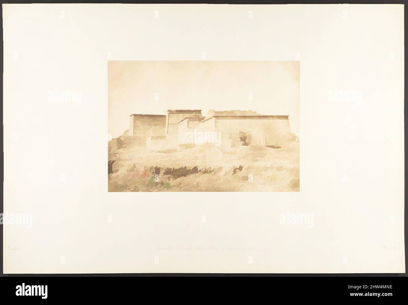 Kunst inspiriert vom Ensemble du Temple d'Isis à Philae - Vue Pry au Nord, April 1850, gesalzener Papierdruck aus Papiernegativ, Bild: 6 in. × 8 3/4 Zoll (15,2 × 22,2 cm), Fotografien, Maxime Du Camp (Französisch, 1822–1894, Klassische Werke, die von Artotop mit einem Schuss Moderne modernisiert wurden. Formen, Farbe und Wert, auffällige visuelle Wirkung auf Kunst. Emotionen durch Freiheit von Kunstwerken auf zeitgemäße Weise. Eine zeitlose Botschaft, die eine wild kreative neue Richtung verfolgt. Künstler, die sich dem digitalen Medium zuwenden und die Artotop NFT erschaffen Stockfoto