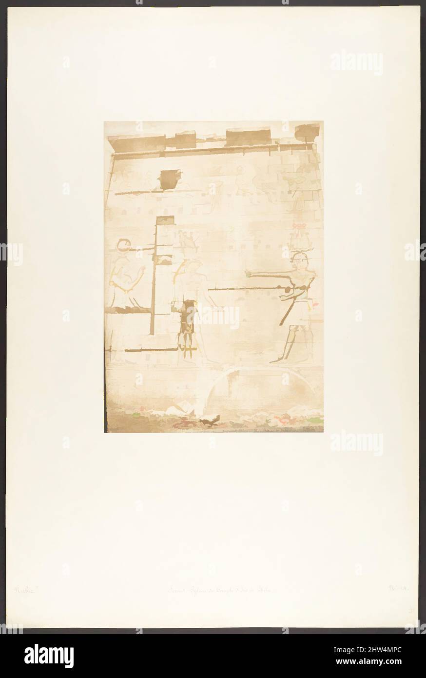 Art inspired by Second Pylone du Temple d'Isis, à Philae, 13. April 1850, gesalzener Papierdruck aus Papiernegativ, Bild: 9 5/16 × 6 9/16 in. (23,6 × 16,6 cm), Fotografien, Maxime Du Camp (Französisch, 1822–1894, Klassische Werke, die von Artotop mit einem Schuss Moderne modernisiert wurden. Formen, Farbe und Wert, auffällige visuelle Wirkung auf Kunst. Emotionen durch Freiheit von Kunstwerken auf zeitgemäße Weise. Eine zeitlose Botschaft, die eine wild kreative neue Richtung verfolgt. Künstler, die sich dem digitalen Medium zuwenden und die Artotop NFT erschaffen Stockfoto