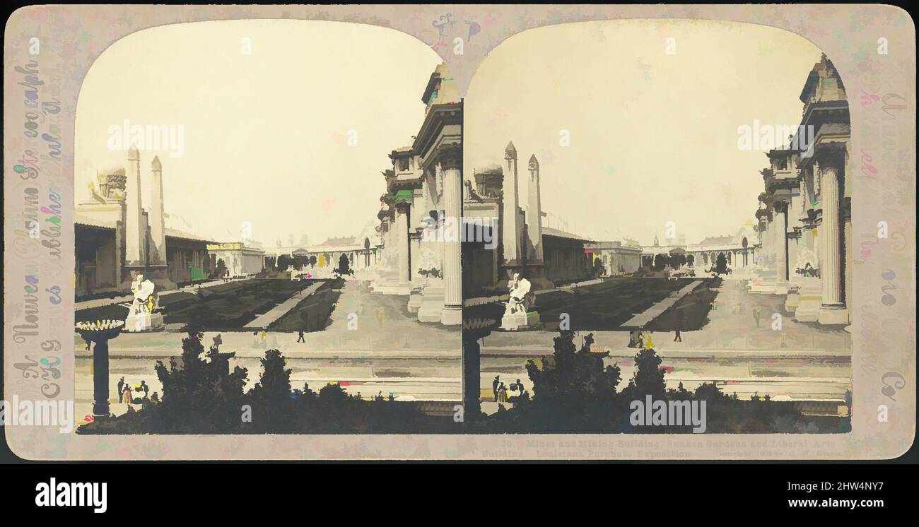 Kunst inspiriert von einer Gruppe von 47 Stereographen-Ansichten der St. Louis World's Fair 1904 und der Louisiana Purchase Exposition, 1850s–1910s, Silberaluminemdrucke, Halterungen ca.: 8,9 x 17,8 cm (3 1/2 x 7 Zoll), Fotografien, C. H. Graves (Amerikaner), Strohmeyer & Wyman (Amerikaner), William H, Klassische Werke, die von Artotop mit einem Schuss Moderne modernisiert wurden. Formen, Farbe und Wert, auffällige visuelle Wirkung auf Kunst. Emotionen durch Freiheit von Kunstwerken auf zeitgemäße Weise. Eine zeitlose Botschaft, die eine wild kreative neue Richtung verfolgt. Künstler, die sich dem digitalen Medium zuwenden und die Artotop NFT erschaffen Stockfoto