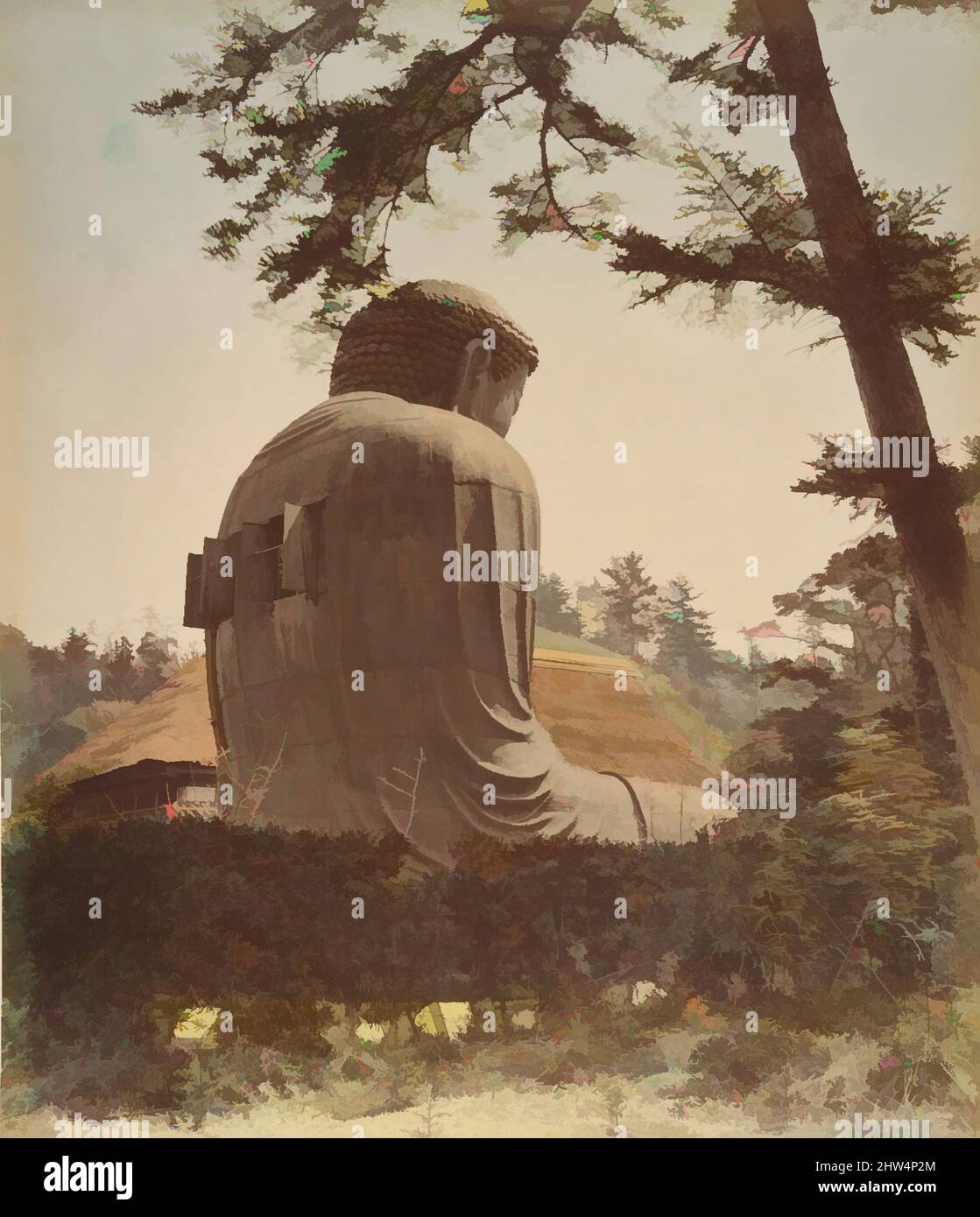 Art Inspired by Landscape with Buddha Sculpture, 1870s, Albumen-Silberdruck aus Glasnegativ, 25,1 x 20,1 cm (9 7/8 x 7 15/16 Zoll), Fotografien, Suzuki Shin'ichi (japanisch, 1835–1919, Klassische Werke, die von Artotop mit einem Schuss Moderne modernisiert wurden. Formen, Farbe und Wert, auffällige visuelle Wirkung auf Kunst. Emotionen durch Freiheit von Kunstwerken auf zeitgemäße Weise. Eine zeitlose Botschaft, die eine wild kreative neue Richtung verfolgt. Künstler, die sich dem digitalen Medium zuwenden und die Artotop NFT erschaffen Stockfoto