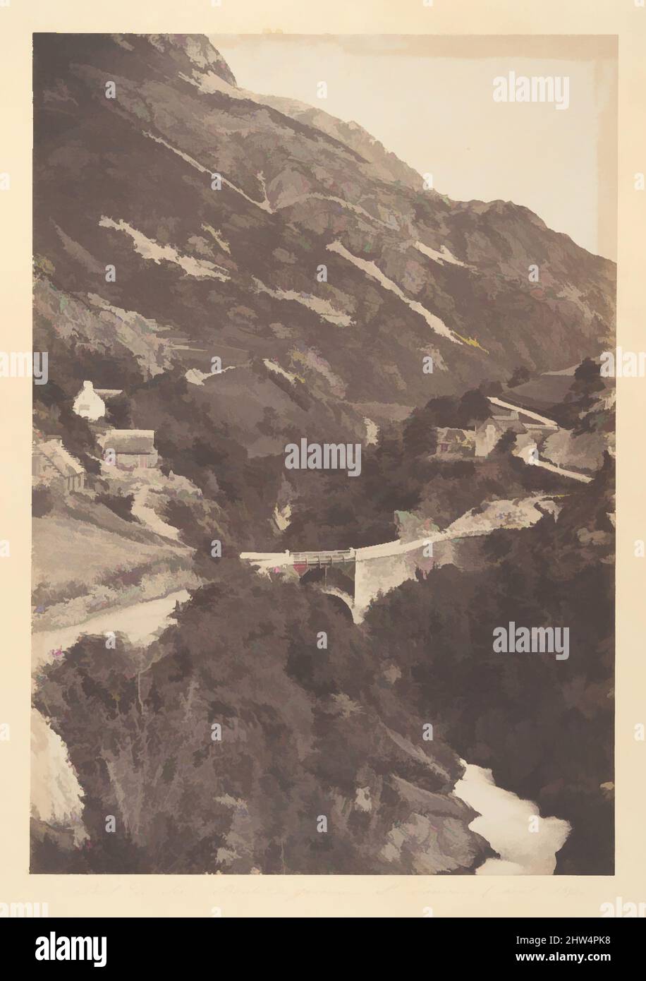 Kunst inspiriert von Pont de Sia Route de Gavarnie St Sauveur, 1853, gesalzener Papierdruck aus Negativpapier, Blatt: 12 Zoll × 18 9/16 Zoll (30,5 × 47,2 cm), Fotografien, Joseph Vigier (französisch, 1821–1862, Klassische Werke, die von Artotop mit einem Schuss Moderne modernisiert wurden. Formen, Farbe und Wert, auffällige visuelle Wirkung auf Kunst. Emotionen durch Freiheit von Kunstwerken auf zeitgemäße Weise. Eine zeitlose Botschaft, die eine wild kreative neue Richtung verfolgt. Künstler, die sich dem digitalen Medium zuwenden und die Artotop NFT erschaffen Stockfoto