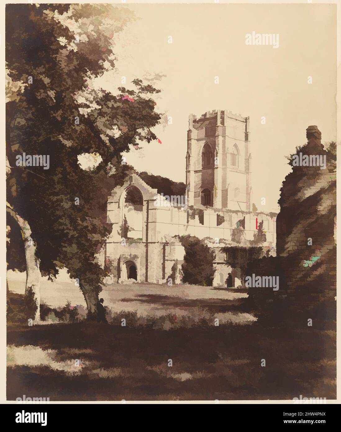 Kunst inspiriert von Fountains Abbey. The Church, Cloister and Hospitium, 1850s, Silberalbumen-Druck, Bild: 28 x 23,4 cm (11 x 9 3/16 Zoll), Fotografien, Joseph Cundall (British, Norwich, Norfolk 1818–1895 Wallington, Surrey), Philip Henry Delamotte (British, 1821–1889, Klassische Werke, die von Artotop mit einem Schuss Moderne modernisiert wurden. Formen, Farbe und Wert, auffällige visuelle Wirkung auf Kunst. Emotionen durch Freiheit von Kunstwerken auf zeitgemäße Weise. Eine zeitlose Botschaft, die eine wild kreative neue Richtung verfolgt. Künstler, die sich dem digitalen Medium zuwenden und die Artotop NFT erschaffen Stockfoto