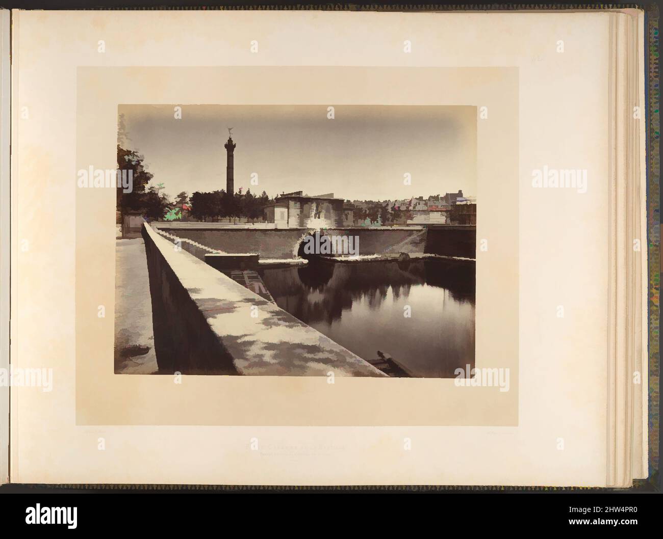 Kunst inspiriert von der Barracks Post, Place de la Bastille; Canal Tunnel und July Column, 1871, Albuminsilberdruck aus Glasnegativ, Bilder ca.: 19 x 25 cm (7 1/2 x 9 13/16 Zoll), oder umgekehrt, Alben, Alphonse J. Liébert (Französisch, 1827–1913), in den letzten Tagen der Kommune, jene, Klassische Werke, die von Artotop mit einem Schuss Moderne modernisiert wurden. Formen, Farbe und Wert, auffällige visuelle Wirkung auf Kunst. Emotionen durch Freiheit von Kunstwerken auf zeitgemäße Weise. Eine zeitlose Botschaft, die eine wild kreative neue Richtung verfolgt. Künstler, die sich dem digitalen Medium zuwenden und die Artotop NFT erschaffen Stockfoto