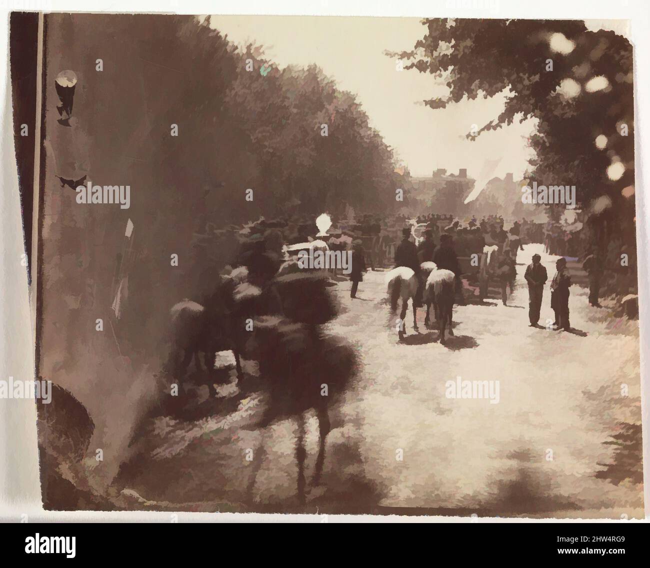 Kunst inspiriert von Grand Army Review, Pennsylvania Avenue, Washington, 23. Oder 24. Mai 1865, Albumsilberdruck von Glasnegativ, 8,5 × 10,1 cm (3 3/8 × 4 in.), unregelmäßig beschnitten, Fotografien, Alexander Gardner (Amerikaner, Glasgow, Scotland 1821–1882 Washington, D.C.), am 23. Mai und, Classic Works modernisiert von Artotop mit einem Schuss Moderne. Formen, Farbe und Wert, auffällige visuelle Wirkung auf Kunst. Emotionen durch Freiheit von Kunstwerken auf zeitgemäße Weise. Eine zeitlose Botschaft, die eine wild kreative neue Richtung verfolgt. Künstler, die sich dem digitalen Medium zuwenden und die Artotop NFT erschaffen Stockfoto