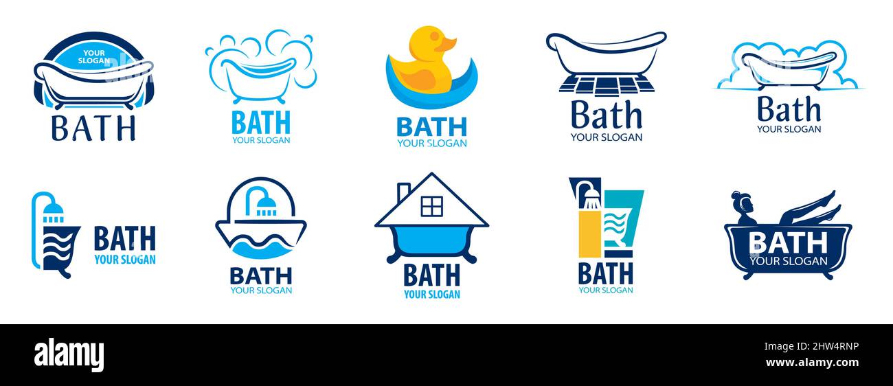 Vector-Logo von Sanitär, Badewanne und Dusche Stock Vektor