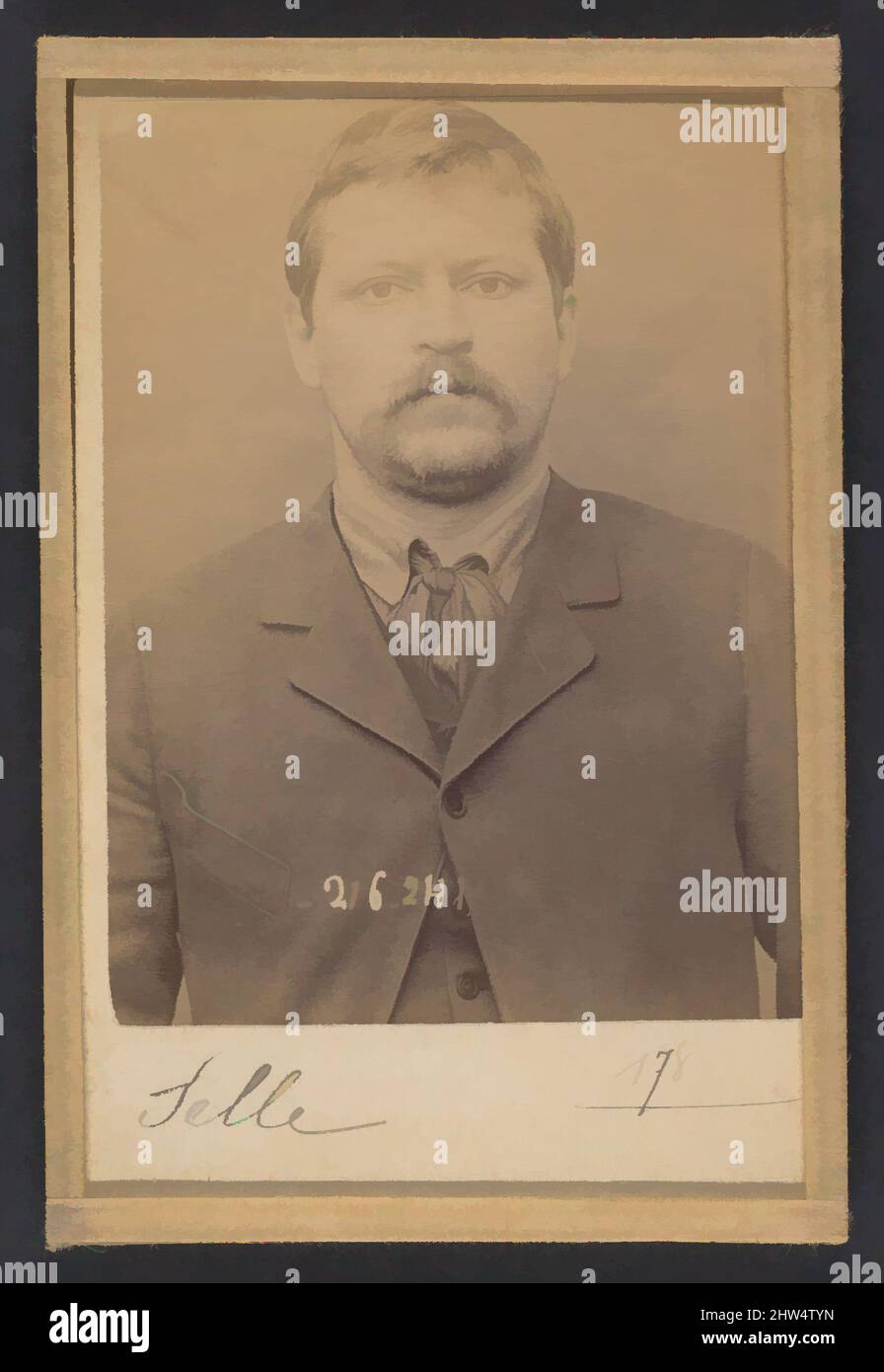 Kunst inspiriert von Selle. Louis-Désiré-Honoré. 31 ans, né à Bougival. Cordonnier. Anarchiste. 26/3/94., 1894, Albumen-Silberdruck aus Glasnegativ, je 10,5 x 7 x 0,5 cm (4 1/8 x 2 3/4 x 3/16 in.), Fotografien, Alphonse Bertillon (französisch, 1853–1914), geboren in einer angesehenen Familie, Klassische Werke, modernisiert von Artotop mit einem Schuss Moderne. Formen, Farbe und Wert, auffällige visuelle Wirkung auf Kunst. Emotionen durch Freiheit von Kunstwerken auf zeitgemäße Weise. Eine zeitlose Botschaft, die eine wild kreative neue Richtung verfolgt. Künstler, die sich dem digitalen Medium zuwenden und die Artotop NFT erschaffen Stockfoto