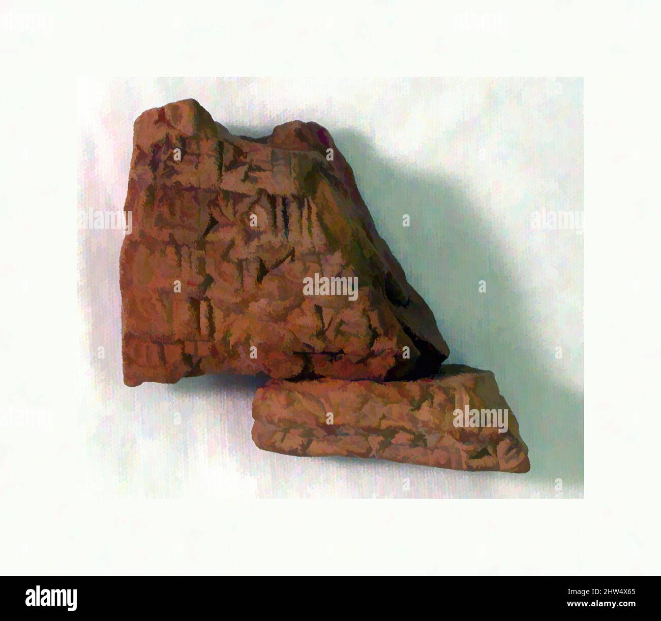 Kunst inspiriert von Cuneiform Tablette: Schuldschein für Silber, Esagilaya-Archiv, Neo-Babylonian oder Achaemenid, ca. 6.. Jahrhundert v. Chr., Mesopotamien, wahrscheinlich aus Babylon (moderne Hillah), Babylonisch oder Achämenid, Ton, 3,3 x 3,9 x 1,9 cm (1 1/4 x 1 1/2 x 3/4 Zoll), Tontafeln-Inschrift, Klassische Werke, die von Artotop mit einem Schuss Moderne modernisiert wurden. Formen, Farbe und Wert, auffällige visuelle Wirkung auf Kunst. Emotionen durch Freiheit von Kunstwerken auf zeitgemäße Weise. Eine zeitlose Botschaft, die eine wild kreative neue Richtung verfolgt. Künstler, die sich dem digitalen Medium zuwenden und die Artotop NFT erschaffen Stockfoto