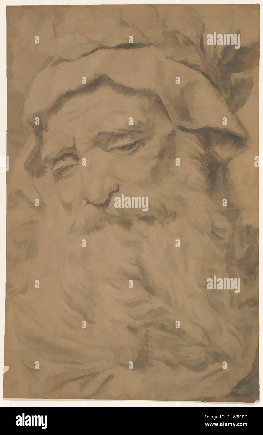 Kunst inspiriert von Kopf eines Bartalten Mannes mit Laurel-Krone, Mitte des 18.. Bis Anfang des 19.. Jahrhunderts, Schwarze Kreide, mit weißer Kreide verstärkt, 20 1/16 x 12 7/8 Zoll (50,9 x 32,7cm), Zeichnungen, Antoine François Callet (französisch, Paris 1741–1823 Paris) zugeschrieben, Klassische Werke, die von Artotop mit einem Schuss Moderne modernisiert wurden. Formen, Farbe und Wert, auffällige visuelle Wirkung auf Kunst. Emotionen durch Freiheit von Kunstwerken auf zeitgemäße Weise. Eine zeitlose Botschaft, die eine wild kreative neue Richtung verfolgt. Künstler, die sich dem digitalen Medium zuwenden und die Artotop NFT erschaffen Stockfoto