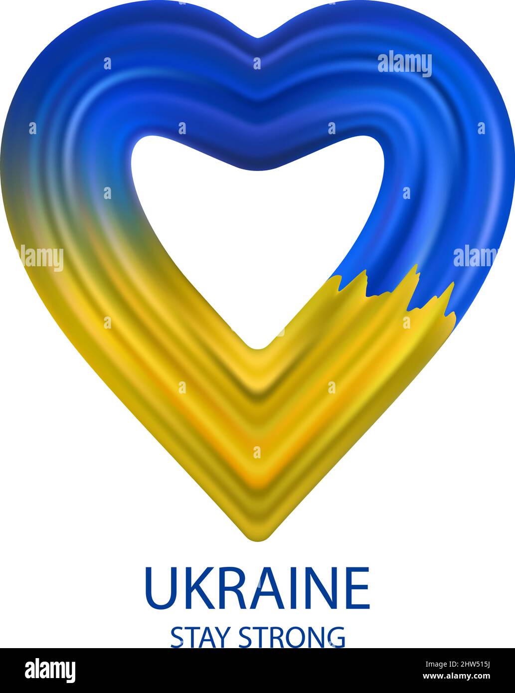 Ukraine Flagge im Herzen mit Pinsel Schlaganfall Stil isoliert auf weißem Hintergrund. Vektorgrafik Stock Vektor