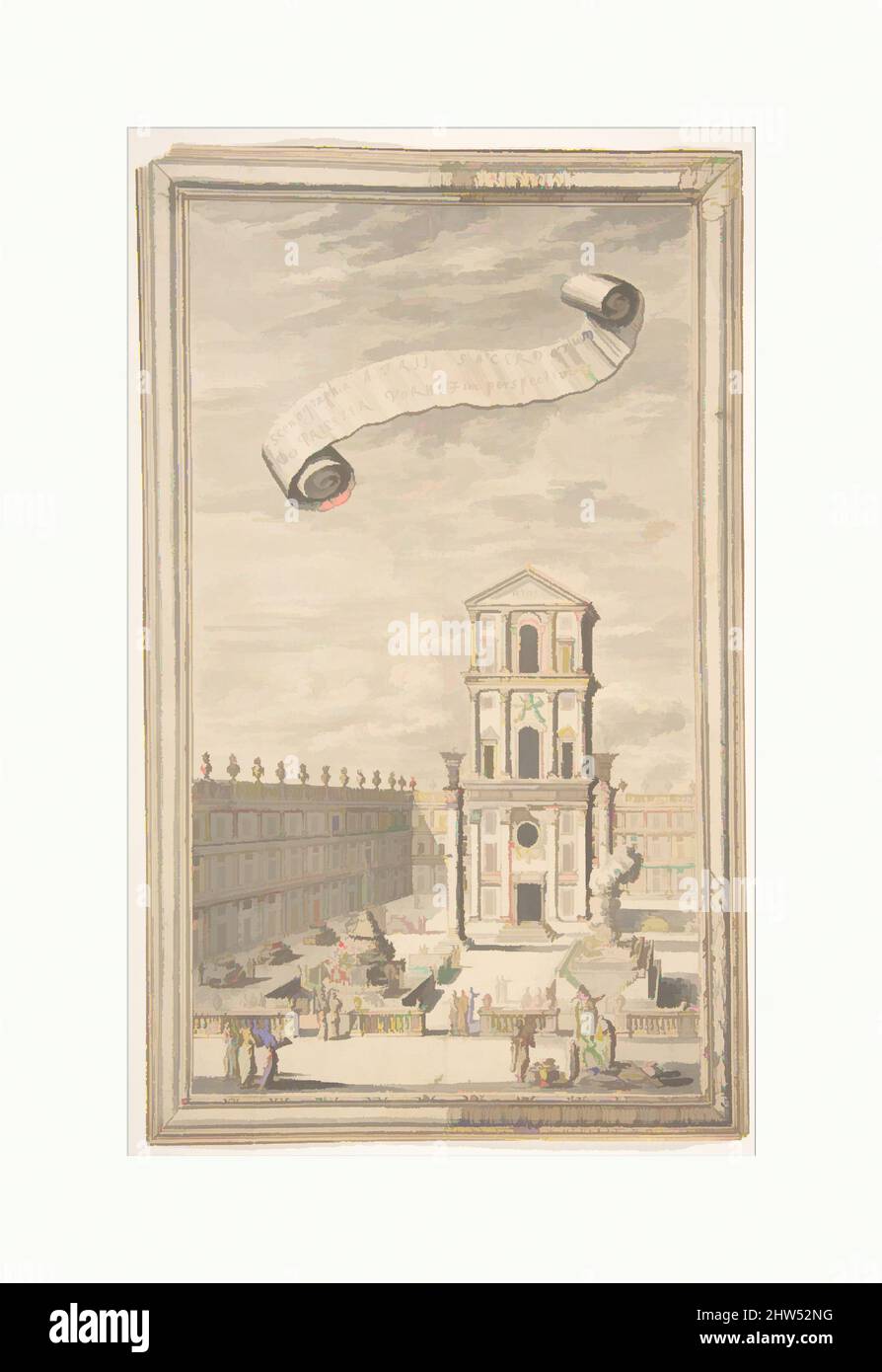 Kunst inspiriert von einer Architekturszene, Ende 17.–Anfang 18. Jahrhundert, Feder und braune Tinte, Pinsel und Grauwäsche. Zur Montage nach unten getackt, 11 13/16 x 7 1/16 Zoll (30 x 18 cm), Zeichnungen, Johann Melchior Füssli (Schweizer, Zürich 1677–1736 Zürich, Klassische Werke, die von Artotop mit einem Schuss Moderne modernisiert wurden. Formen, Farbe und Wert, auffällige visuelle Wirkung auf Kunst. Emotionen durch Freiheit von Kunstwerken auf zeitgemäße Weise. Eine zeitlose Botschaft, die eine wild kreative neue Richtung verfolgt. Künstler, die sich dem digitalen Medium zuwenden und die Artotop NFT erschaffen Stockfoto