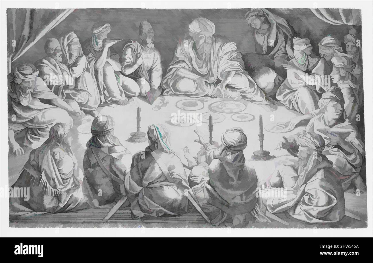 Kunst inspiriert von König Mulay Hasan und seinem Gefolge bei einer Repast in Tunis, ca. 1535, Gravieren, Blatt: 13 1/16 x 21 5/16 Zoll (33,2 x 54,1 cm), Drucke, Jan Cornelisz Vermeyen (Niederlandisch, Beverwijk 1500–1559 Brüssel, Klassische Werke, die von Artotop mit einem Schuss Moderne modernisiert wurden. Formen, Farbe und Wert, auffällige visuelle Wirkung auf Kunst. Emotionen durch Freiheit von Kunstwerken auf zeitgemäße Weise. Eine zeitlose Botschaft, die eine wild kreative neue Richtung verfolgt. Künstler, die sich dem digitalen Medium zuwenden und die Artotop NFT erschaffen Stockfoto
