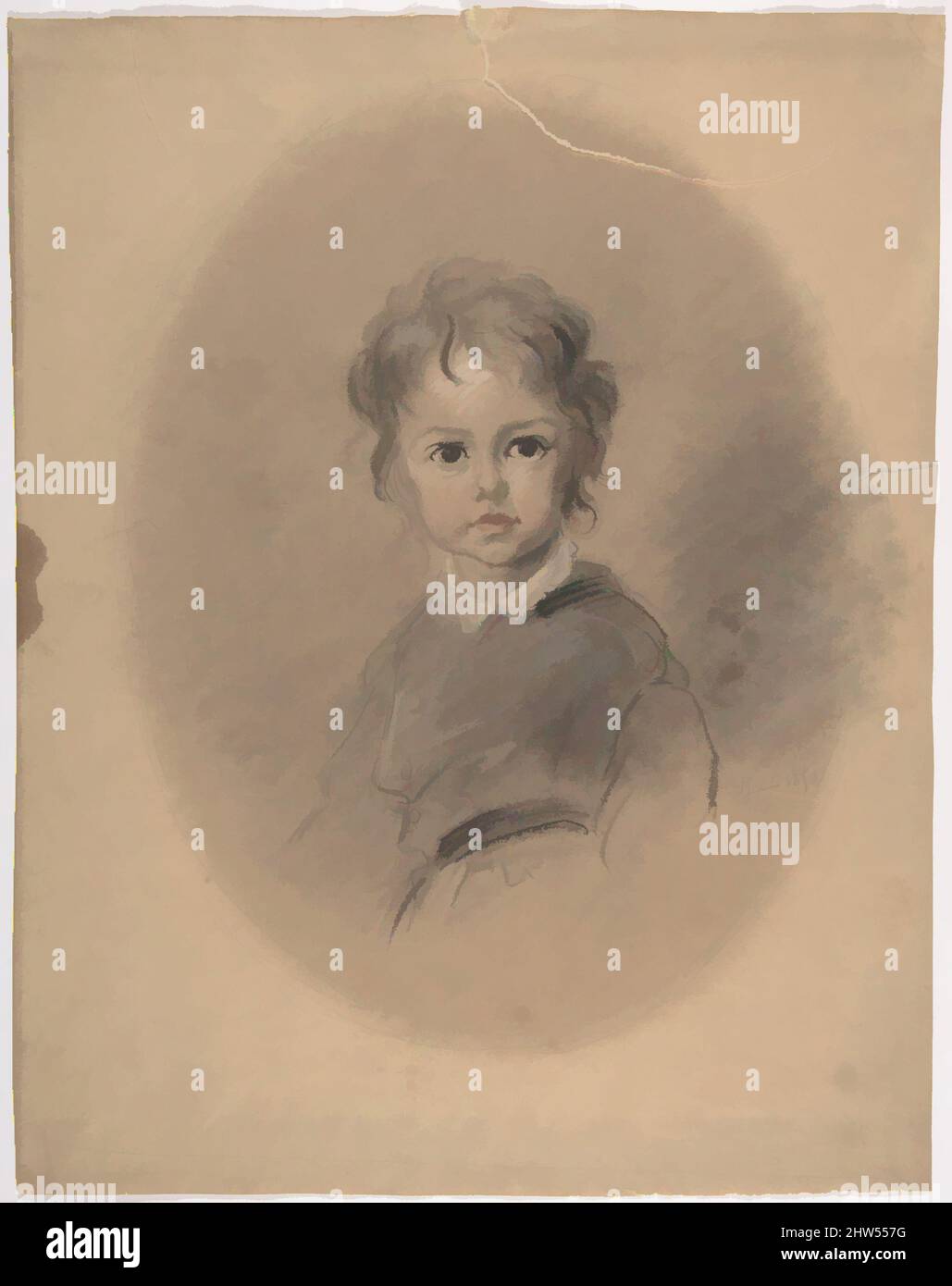 Art Inspired by Portrait of a Boy, Juni 1870, Schwarz, Rot und Weiß auf webtem Papier, 10 13/16 x 8 3/8 Zoll (27,4 x 21,3 cm), Zeichnungen, Ernest-Antoine-Auguste Hébert (französisch, La Tronche 1817–1908 La Tronche, Klassische Werke, die von Artotop mit einem Schuss Moderne modernisiert wurden. Formen, Farbe und Wert, auffällige visuelle Wirkung auf Kunst. Emotionen durch Freiheit von Kunstwerken auf zeitgemäße Weise. Eine zeitlose Botschaft, die eine wild kreative neue Richtung verfolgt. Künstler, die sich dem digitalen Medium zuwenden und die Artotop NFT erschaffen Stockfoto