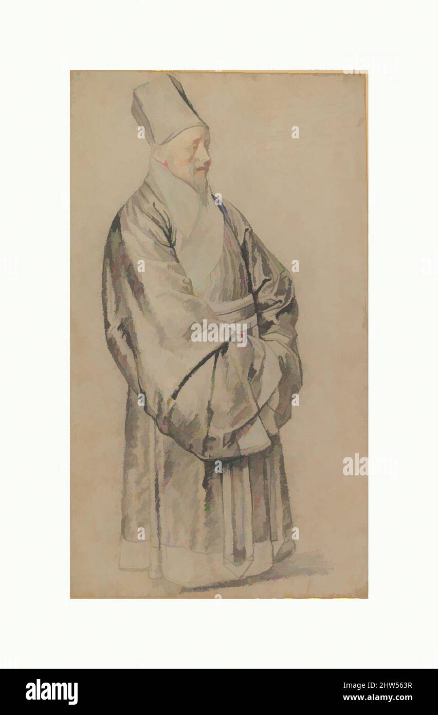 Kunst inspiriert von Porträt von Nicolas Trigault in chinesischem Kostüm, 1617, schwarzer, roter und weißer Kreide, Blaues Pastell und Stift sowie braune und schwarze Tinte auf hellbraunem Papier, 17 9/16 x 9 3/4 Zoll (44,6 x 24,8 cm), Zeichnungen, Peter Paul Rubens (Flämisch, Siegen 1577–1640 Antwerpen), Dies, Klassische Werke, die von Artotop mit einem Schuss Moderne modernisiert wurden. Formen, Farbe und Wert, auffällige visuelle Wirkung auf Kunst. Emotionen durch Freiheit von Kunstwerken auf zeitgemäße Weise. Eine zeitlose Botschaft, die eine wild kreative neue Richtung verfolgt. Künstler, die sich dem digitalen Medium zuwenden und die Artotop NFT erschaffen Stockfoto