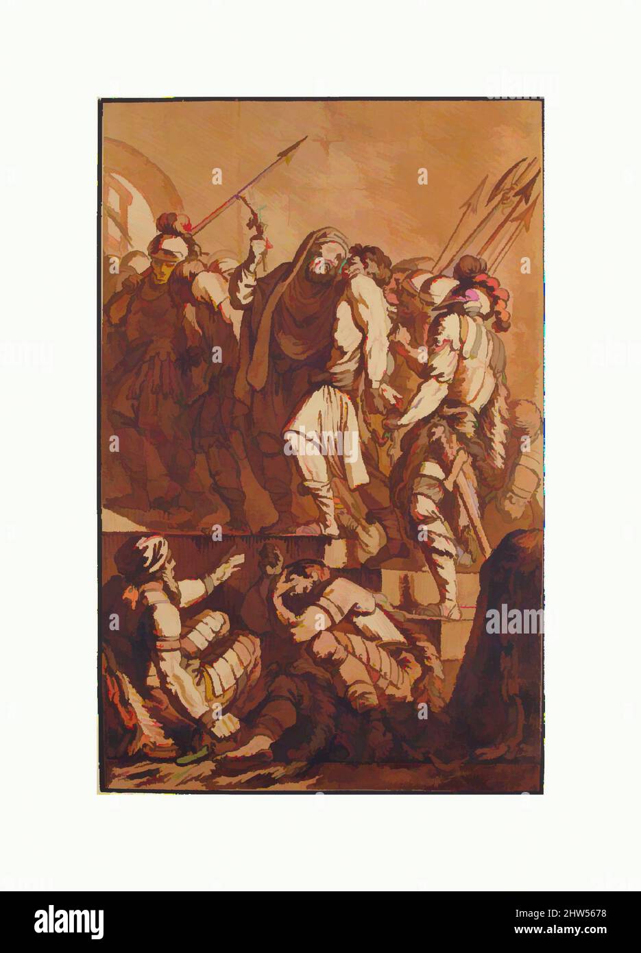 Kunst inspiriert von Gefangenen aus einem Kerker geführt, ca. 1786, Stift und braune Tinte, braune Wäsche, über einer roten Kreide konterproof, und Spuren von Graphit, 14 5/8 x 9 5/16 Zoll (37,2 x 23,7 cm), Zeichnungen, Philippe Louis Parizeau (französisch, Paris 1740–1801 Paris, Klassische Werke, die von Artotop mit einem Schuss Moderne modernisiert wurden. Formen, Farbe und Wert, auffällige visuelle Wirkung auf Kunst. Emotionen durch Freiheit von Kunstwerken auf zeitgemäße Weise. Eine zeitlose Botschaft, die eine wild kreative neue Richtung verfolgt. Künstler, die sich dem digitalen Medium zuwenden und die Artotop NFT erschaffen Stockfoto